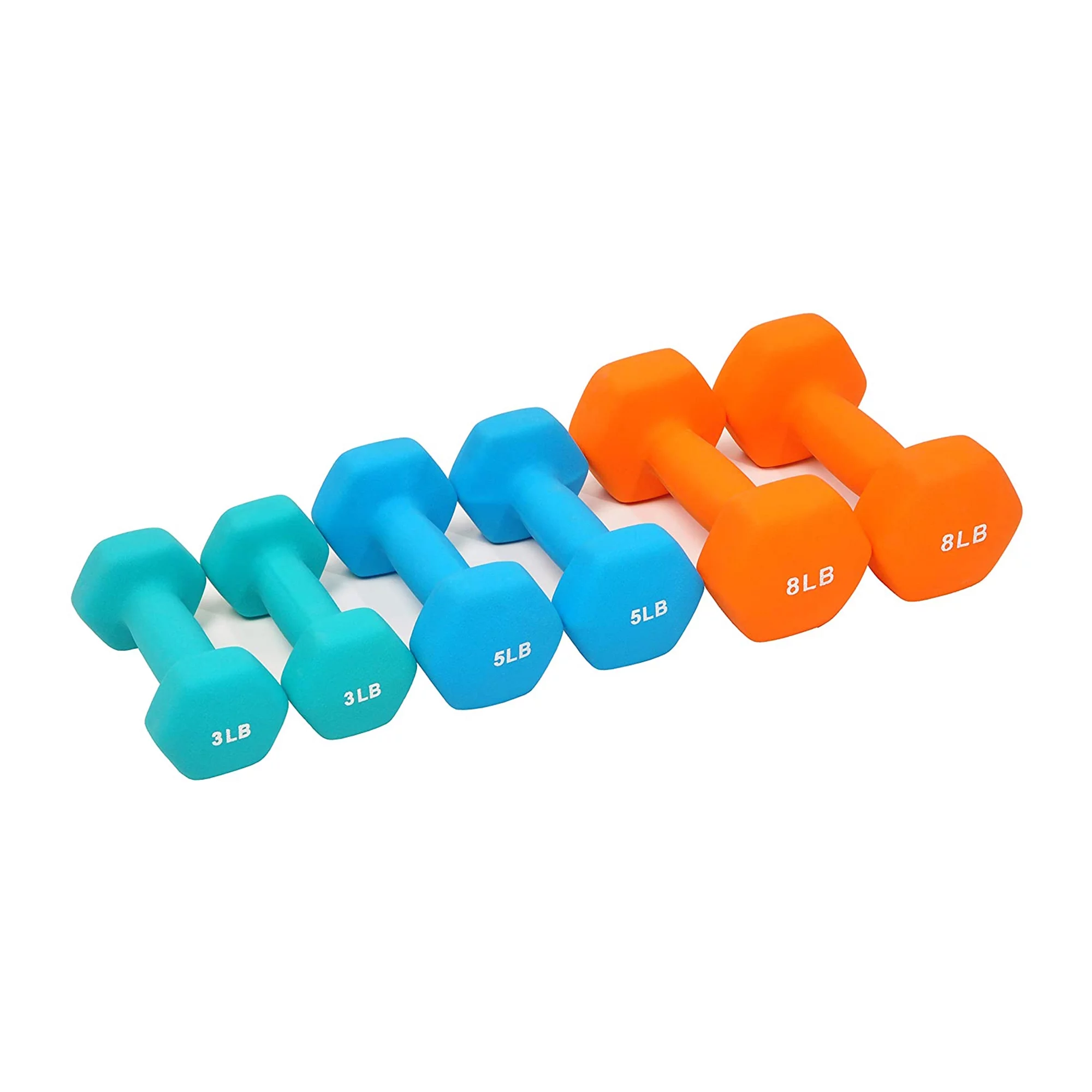BalanceFrom Fitness Neoprene Coated Dumbbell Set w/ Stand, 3, 5, and 8Lbs - Womvr