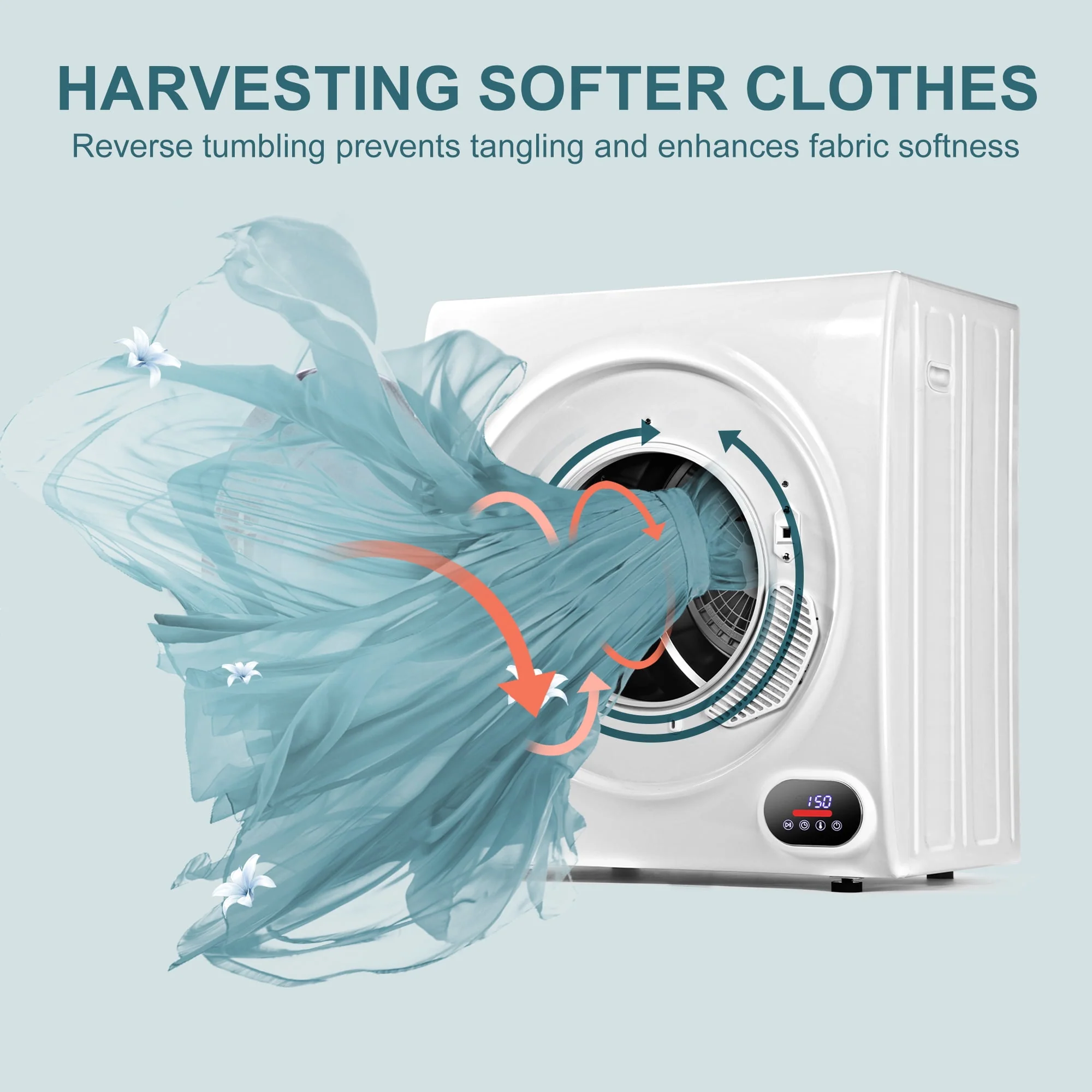 Simzlife 1.6 Cu. ft. Portable Clothes Dryer, Electric Laundry Dryer Machine, 19.5 in W, 23.6 in H - Womvr