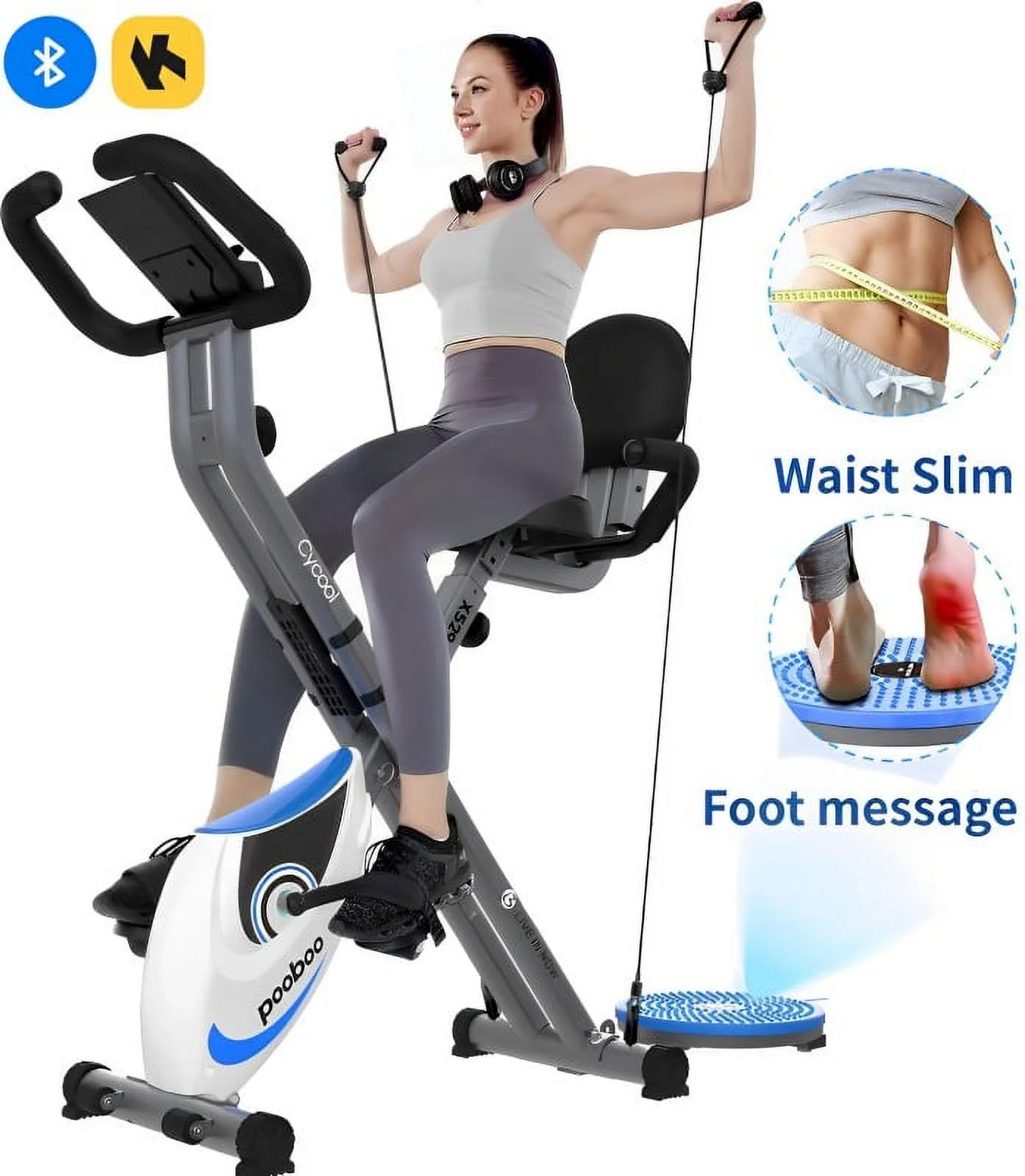 Pooboo Extended Handlebar Indoor Stationary Cycling Exercise Bike Maximum User Weight 360LB - Womvr