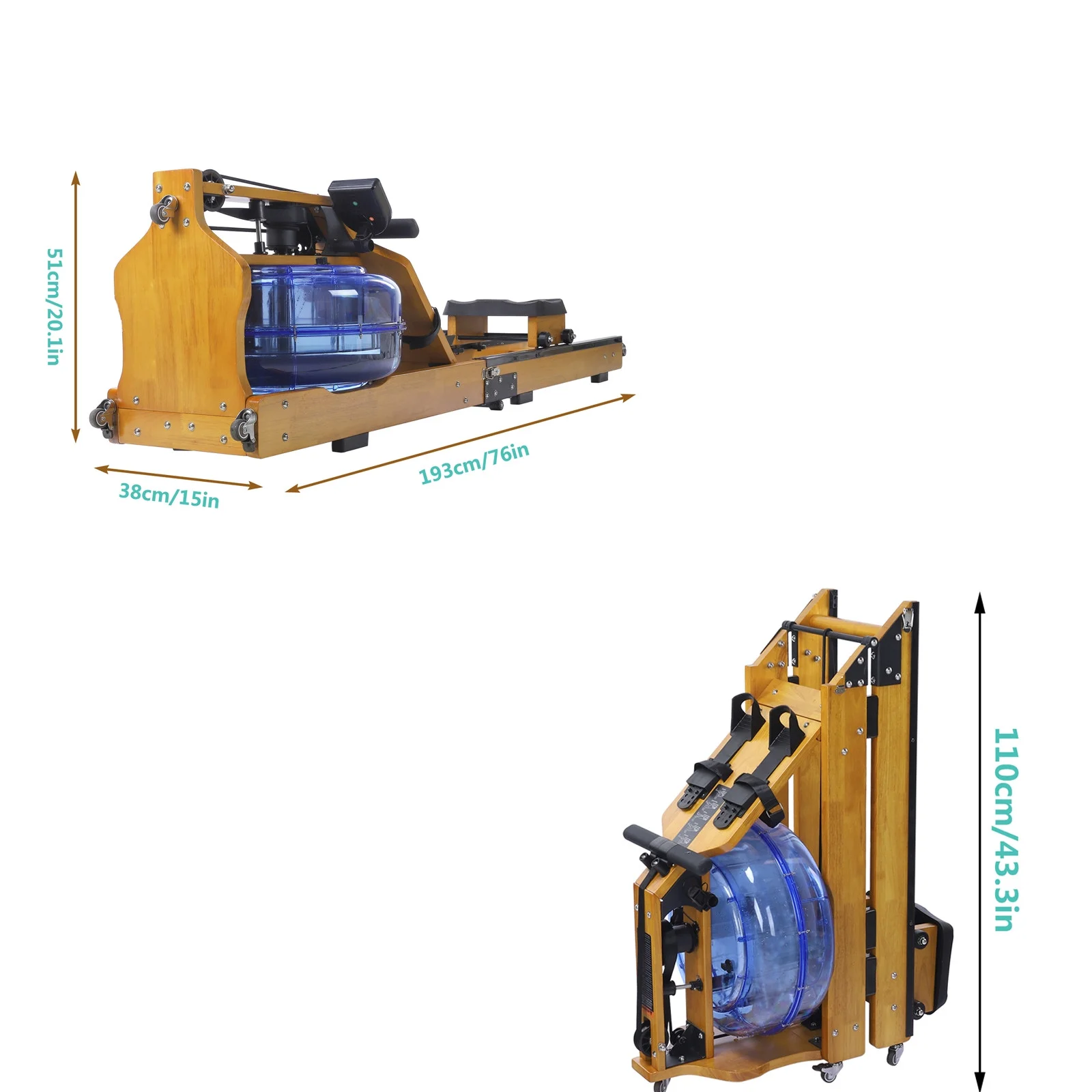 PMUYBHF Water Rowing Machine with LED Display Wooden Rowing Machine With Foldable - Womvr