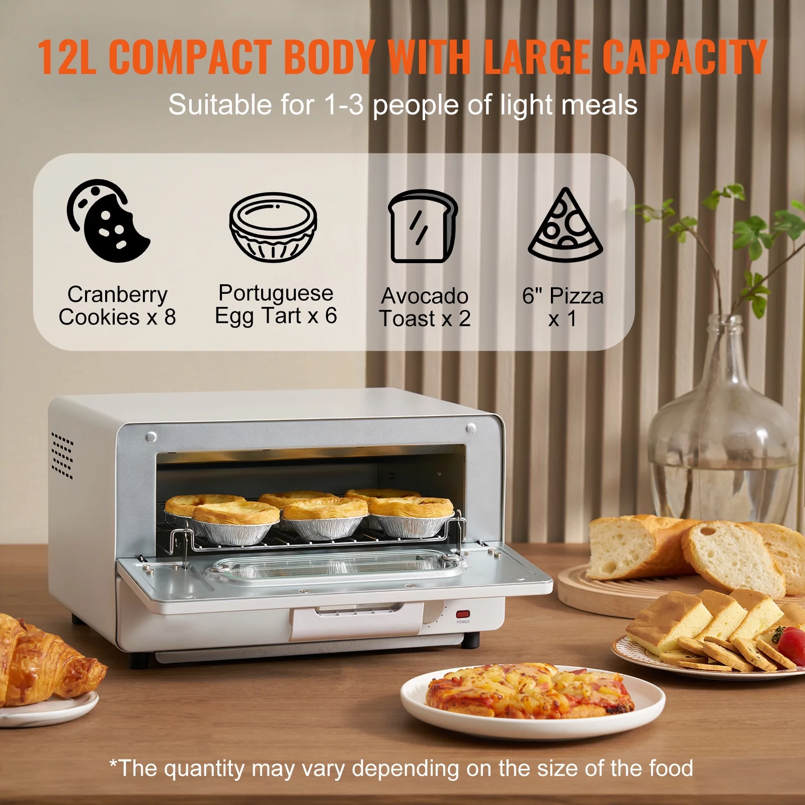 BENTISM 12L Steam Oven Toaster 1300W 12L Countertop Convection Oven 5 In 1, 7 Modes Air Fryer Convection Oven for Sandwich, Bread, Pizza - Womvr