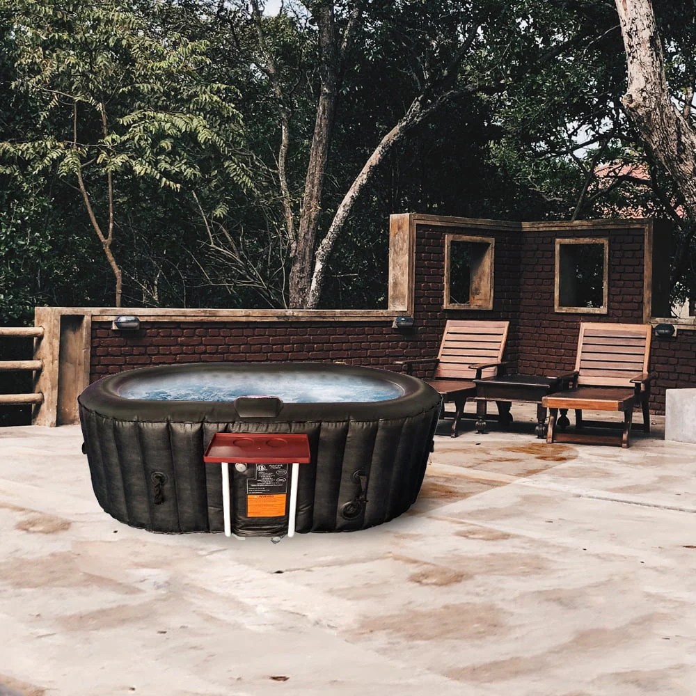 ALEKO 145 Gallon 2 Person Brown Oval Inflatable Jetted Hot Tub with Cover - Womvr