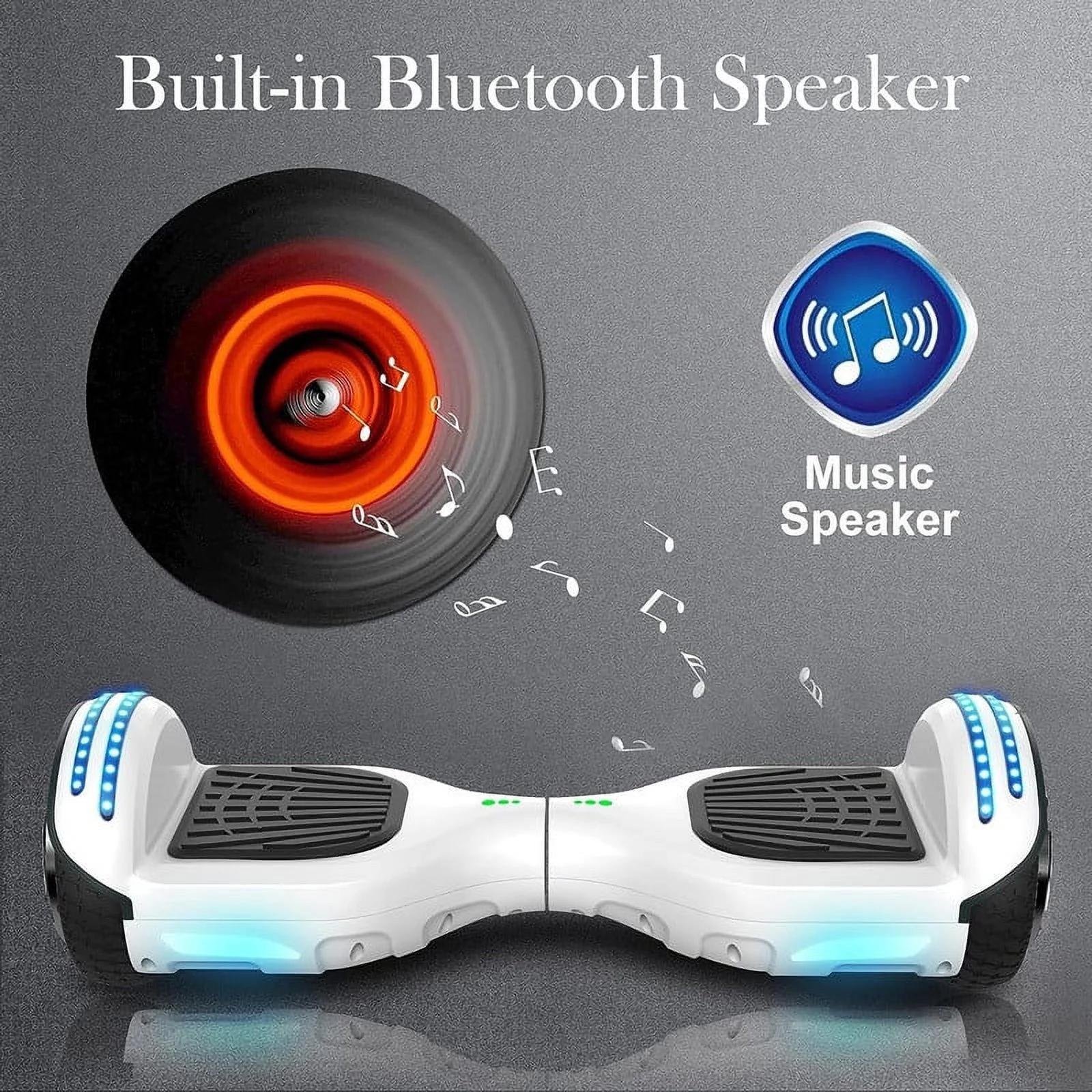 SISIGAD Hoverboard with Seat, 6.5 inch Hoverboard Go Kart Combo with Bluetooth Speaker & LED Lights for Kids Adults - Womvr