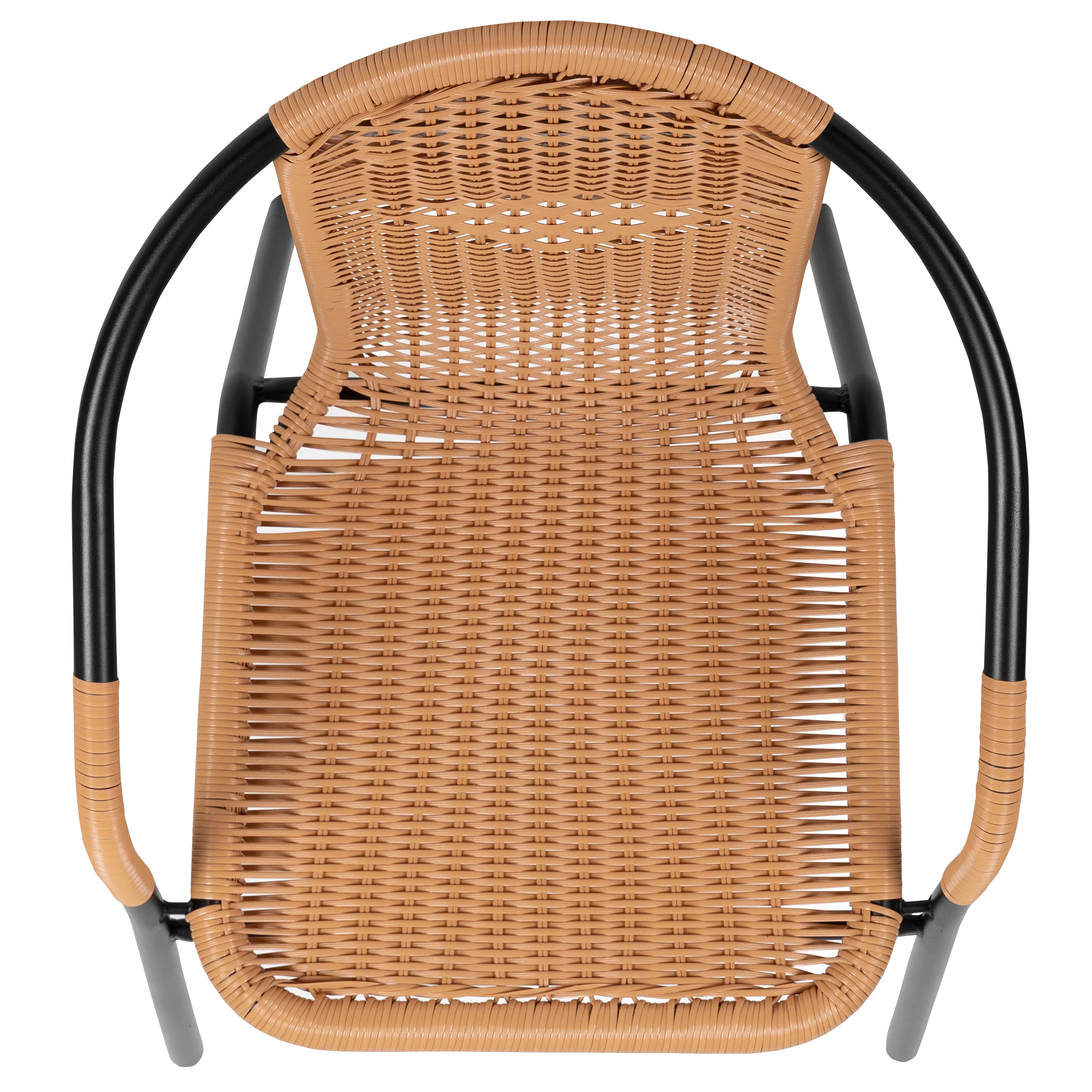 Emma + Oliver 2 Pack Gray Rattan Indoor-Outdoor Restaurant Stack Chair with Curved Back - Womvr
