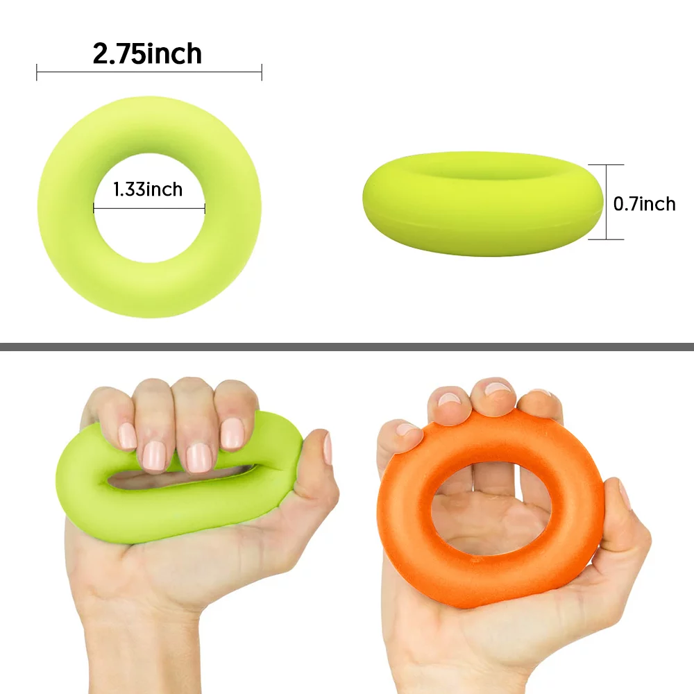 BCOOSS Hand Grip Strengthener Silicon Guitar Finger Exerciser and Stretcher Workout Grip Strength Trainer for Exercise Finger Wrist, Set of 6 - Womvr