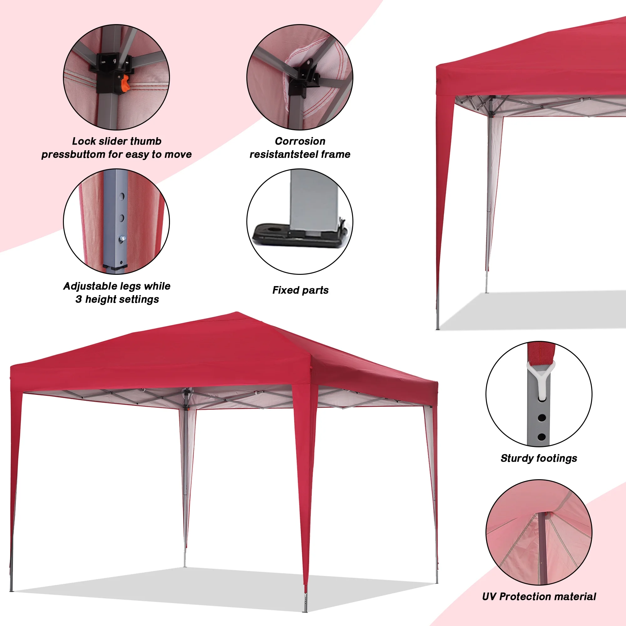 Outdoor Basics 10 ft x 10 ft Pop Up Canopy Tent with Carry Bag, Shade Canopy, Great for Picnic, Yard, Beach, Park, Camping, White - Womvr