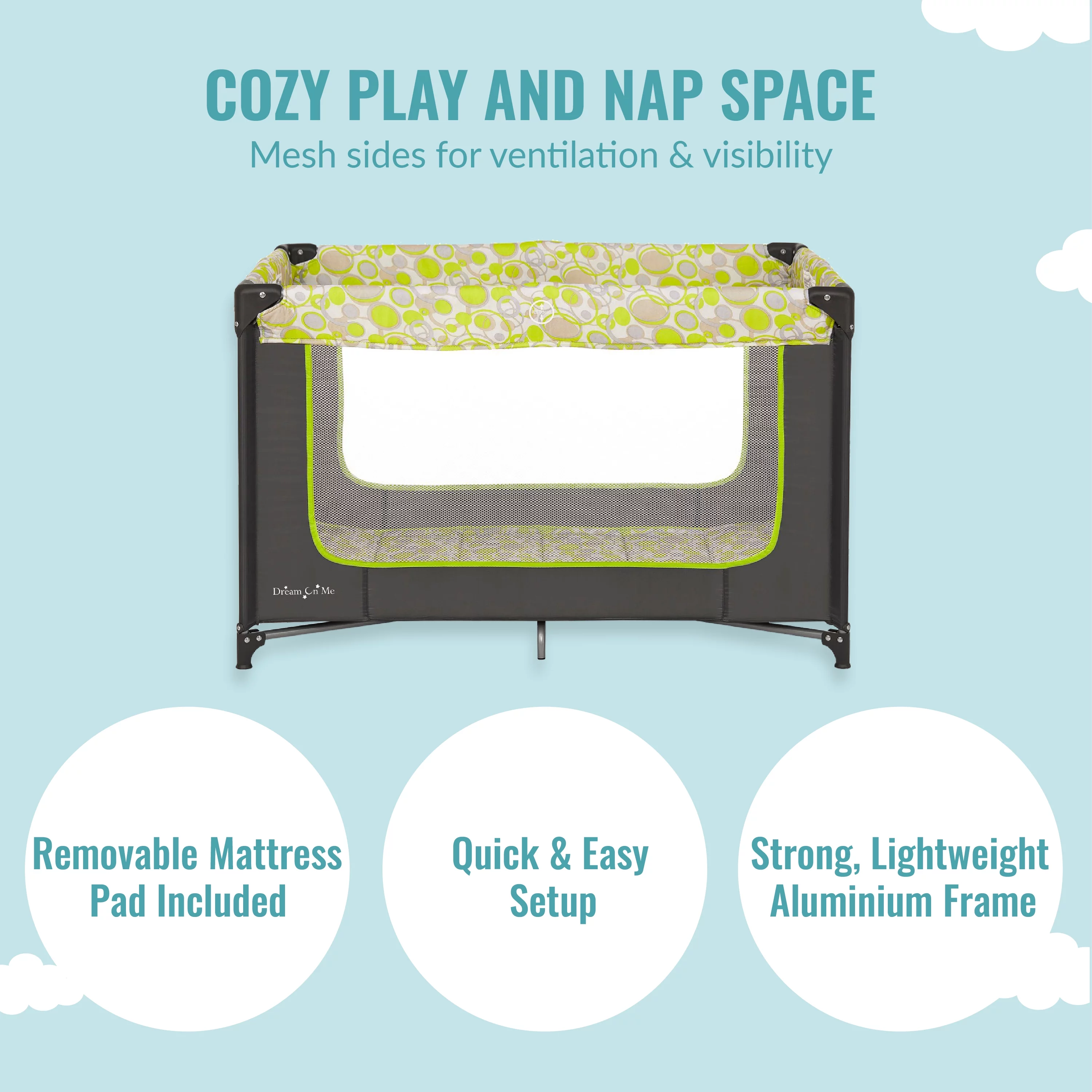 Dream On Me Zodiak Portable Playard with Carry Bag & Shoulder Strap, Navy - Womvr