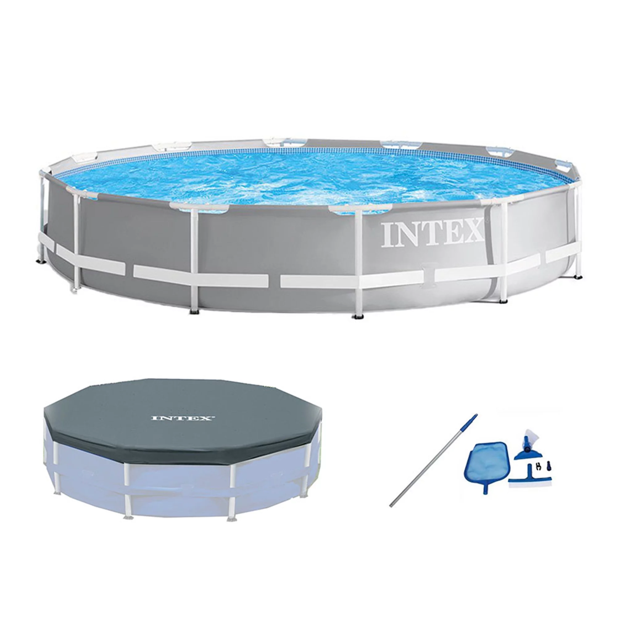 Intex 26711EH 12ft x 30in Prism Above Ground Pool Set w/ Cover & Maintenance Kit - Womvr
