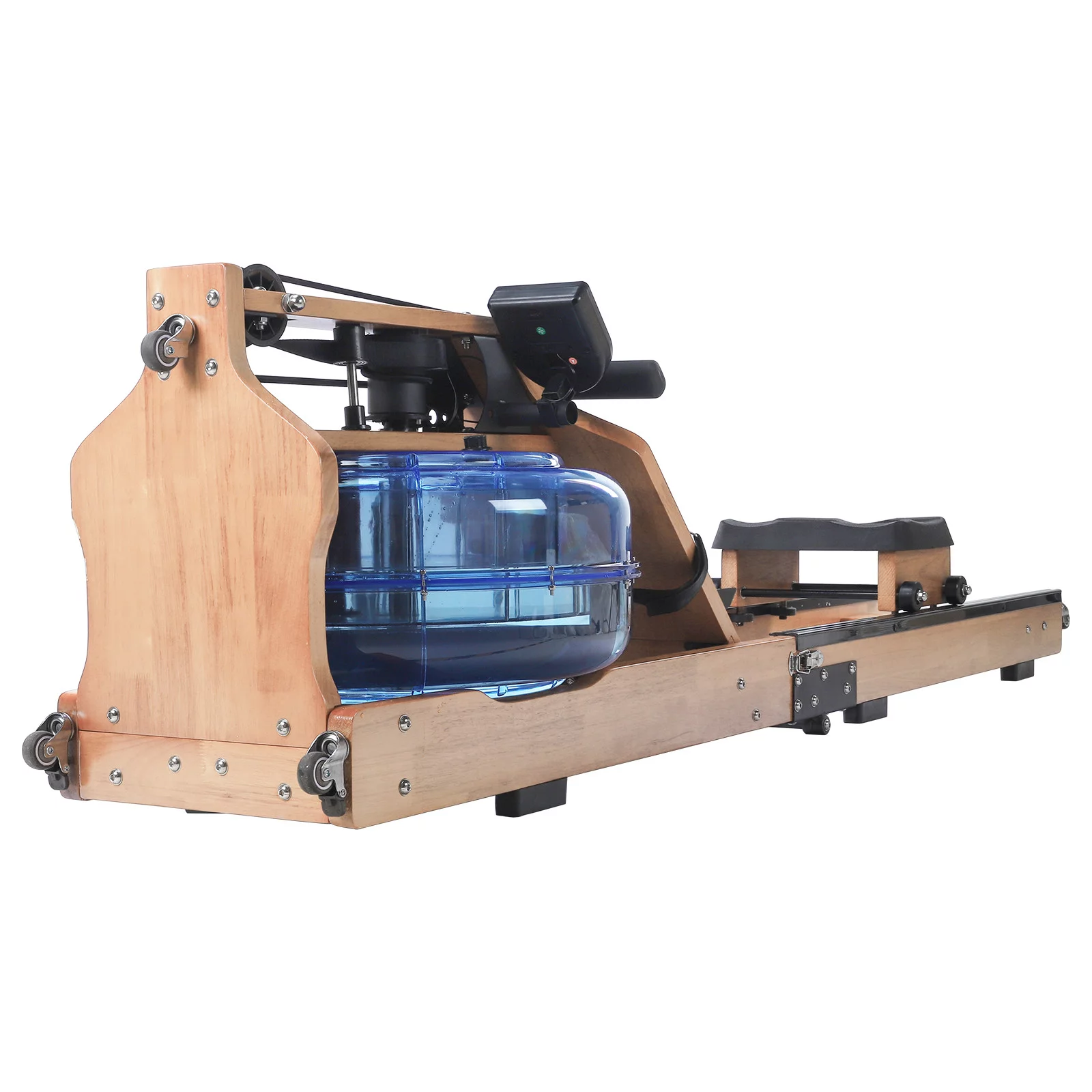 Guzom - Water Rowing Machine with LED Display Wooden Rowing Machine with Foldable Design - Womvr