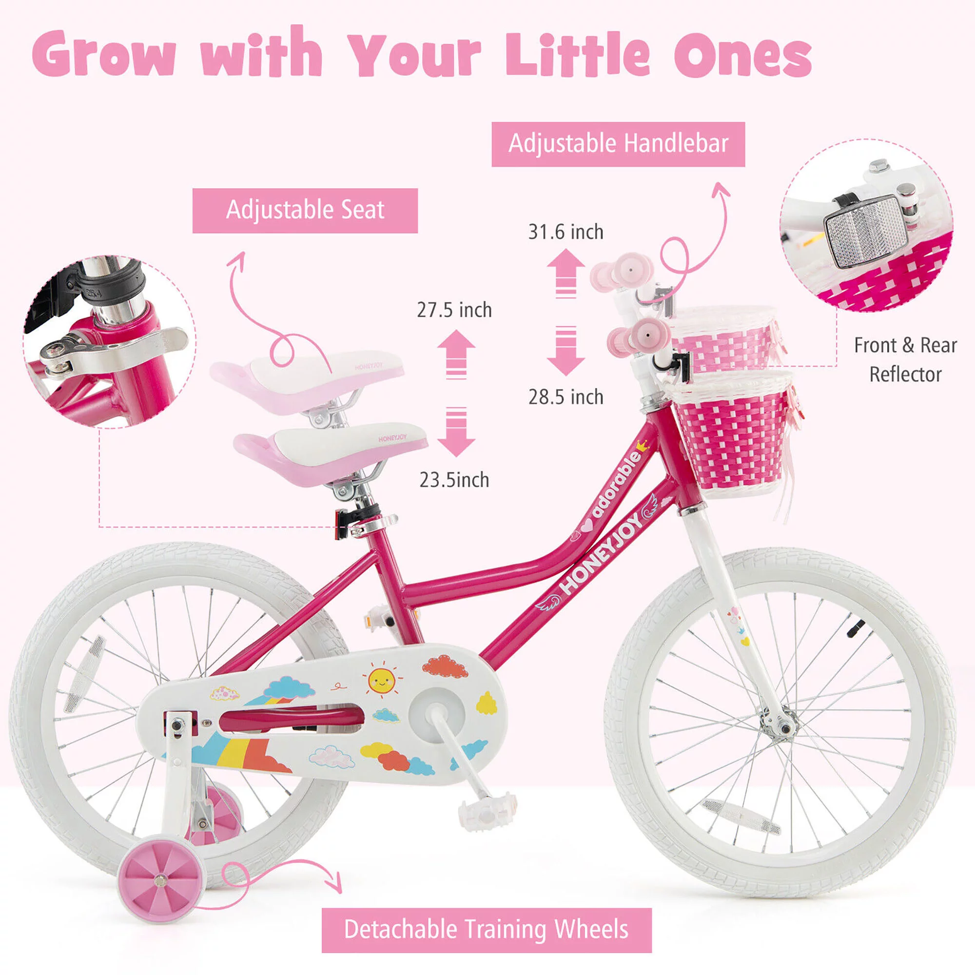 Gymax Kids Bicycle 18'' Toddler & Kids Bike w/Training Wheels for 6-8 Year Old Kids - Womvr