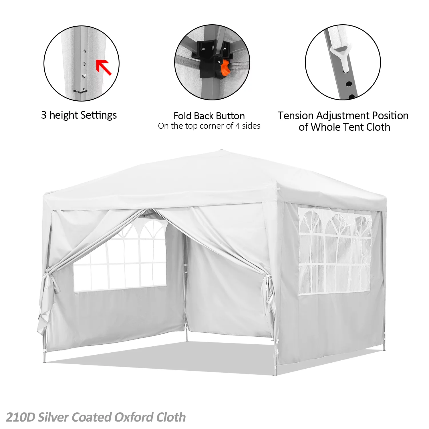 Outdoor Basics 10 ft x 10 ft Pop Up Canopy Tent with Carry Bag, Shade Canopy, Great for Picnic, Yard, Beach, Park, Camping, White - Womvr