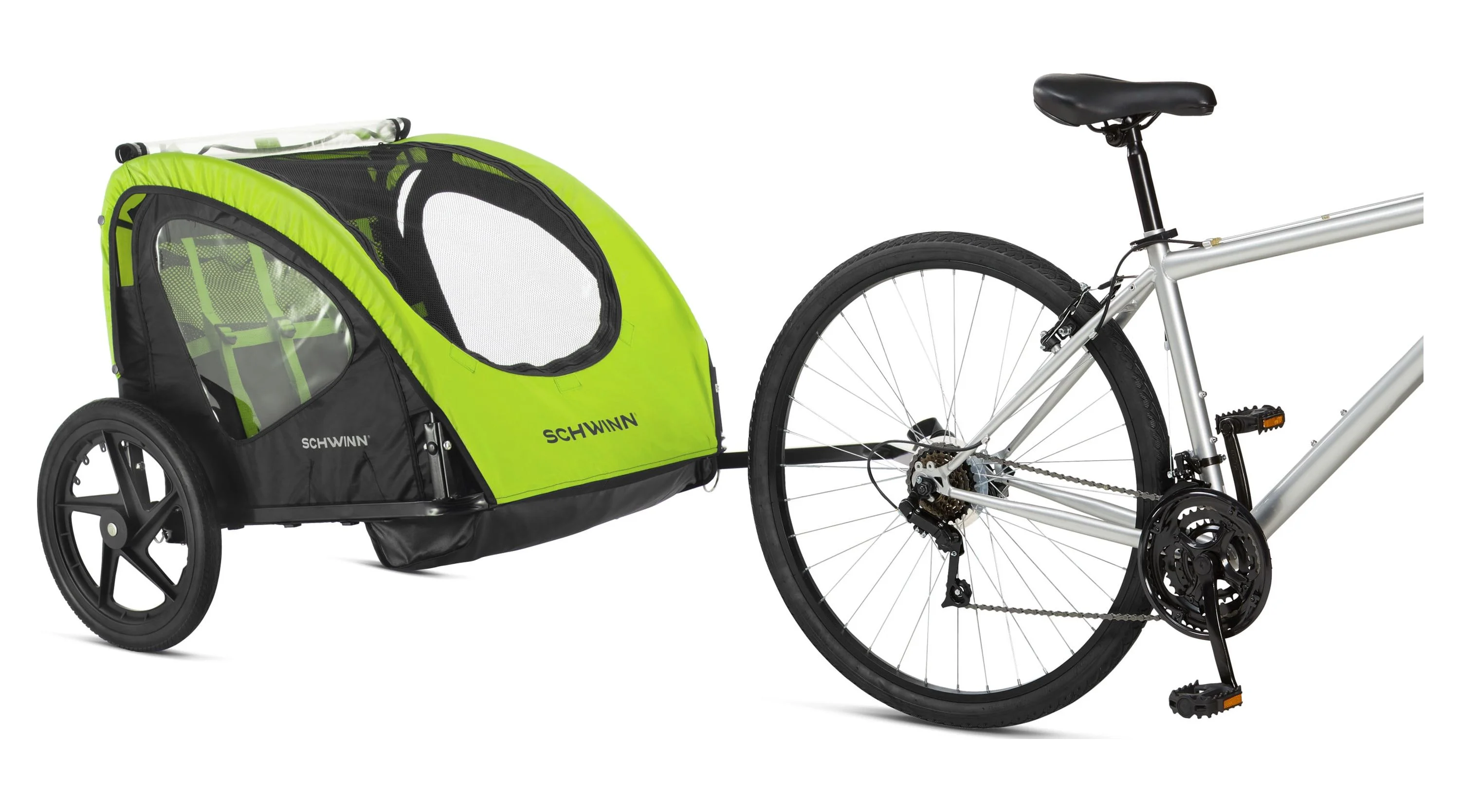 Schwinn Shuttle Foldable Bike Trailer for 2 Passengers, Blue & Black - Womvr