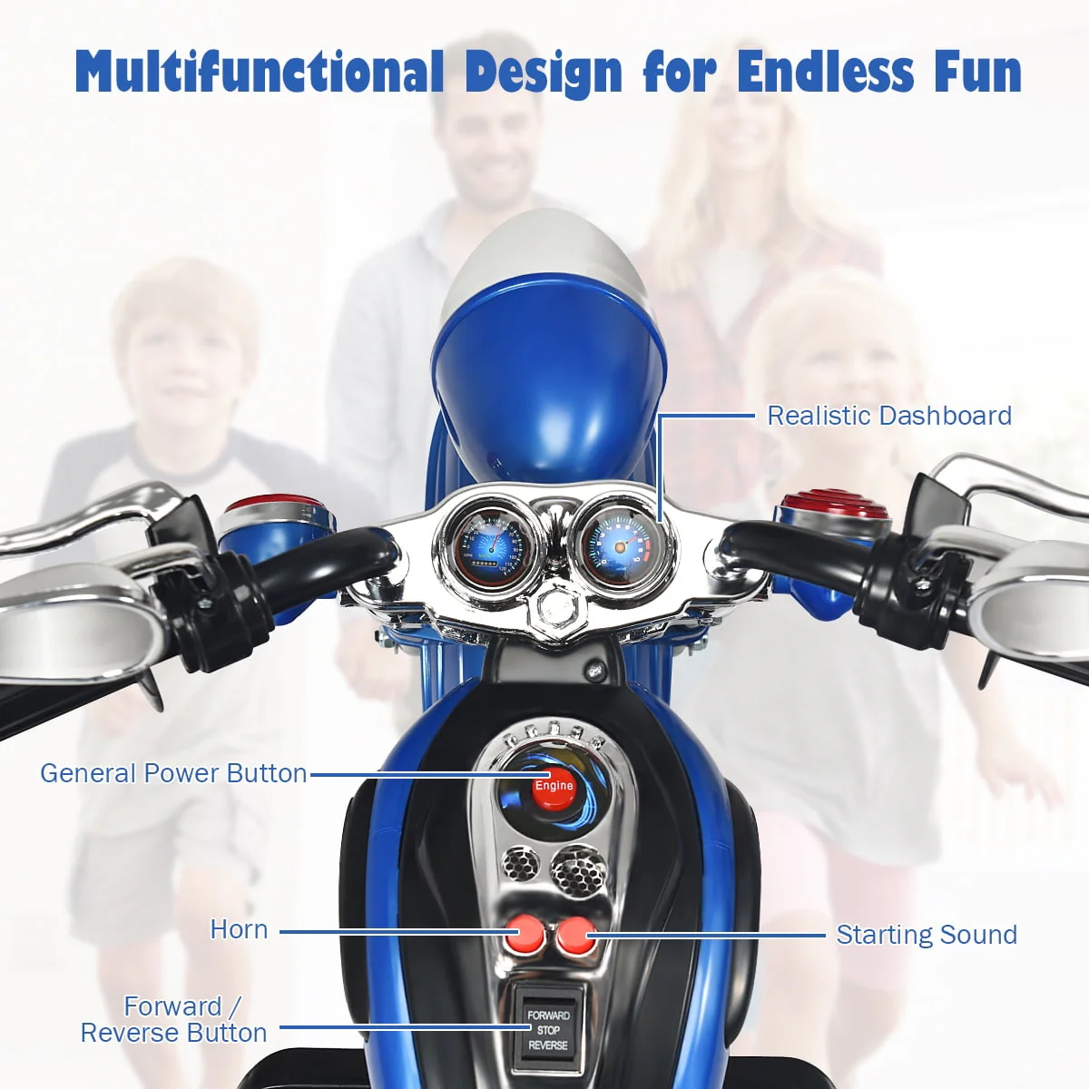 Costway 3 Wheel Kids Ride On Motorcycle 6V Battery Powered Electric Toy White - Womvr