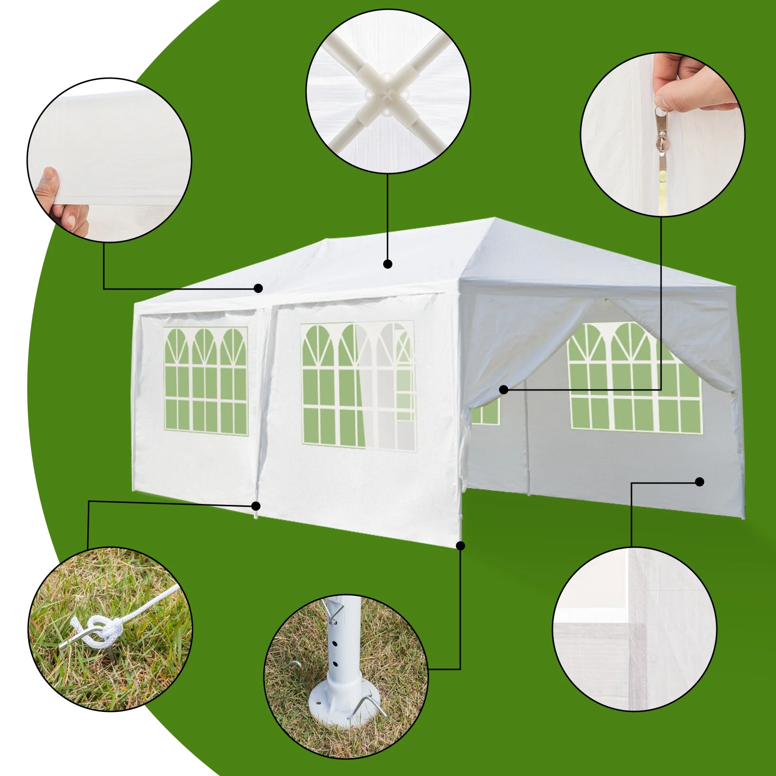 UBesGoo 10' x 10' Canopy Waterproof Party Tent Practical Outdoor Tent for Parties White - Womvr