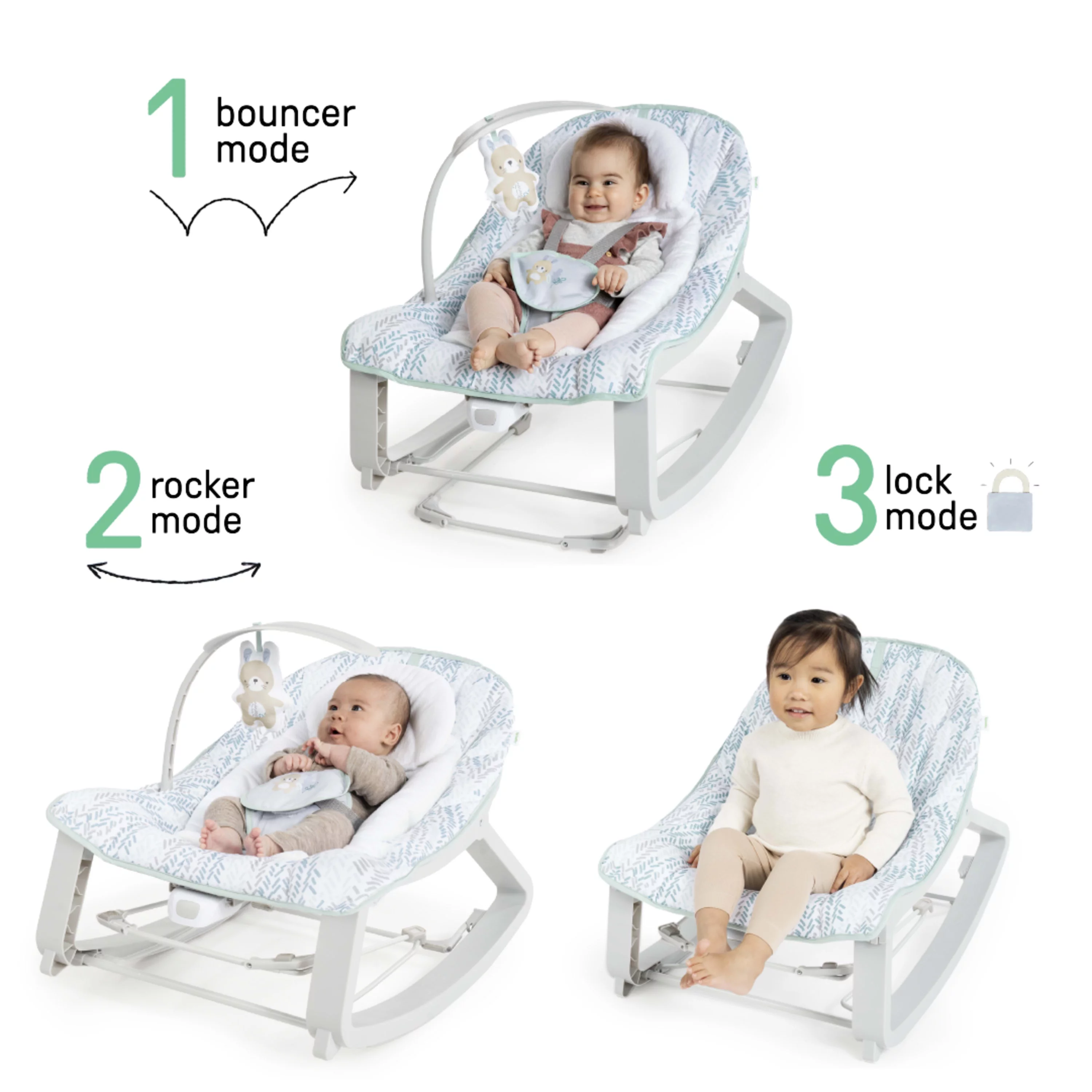 Ingenuity Keep Cozy 3-in-1 Vibrating Infant & Toddler Baby Bouncer and Rocker Chair, Gray - Womvr