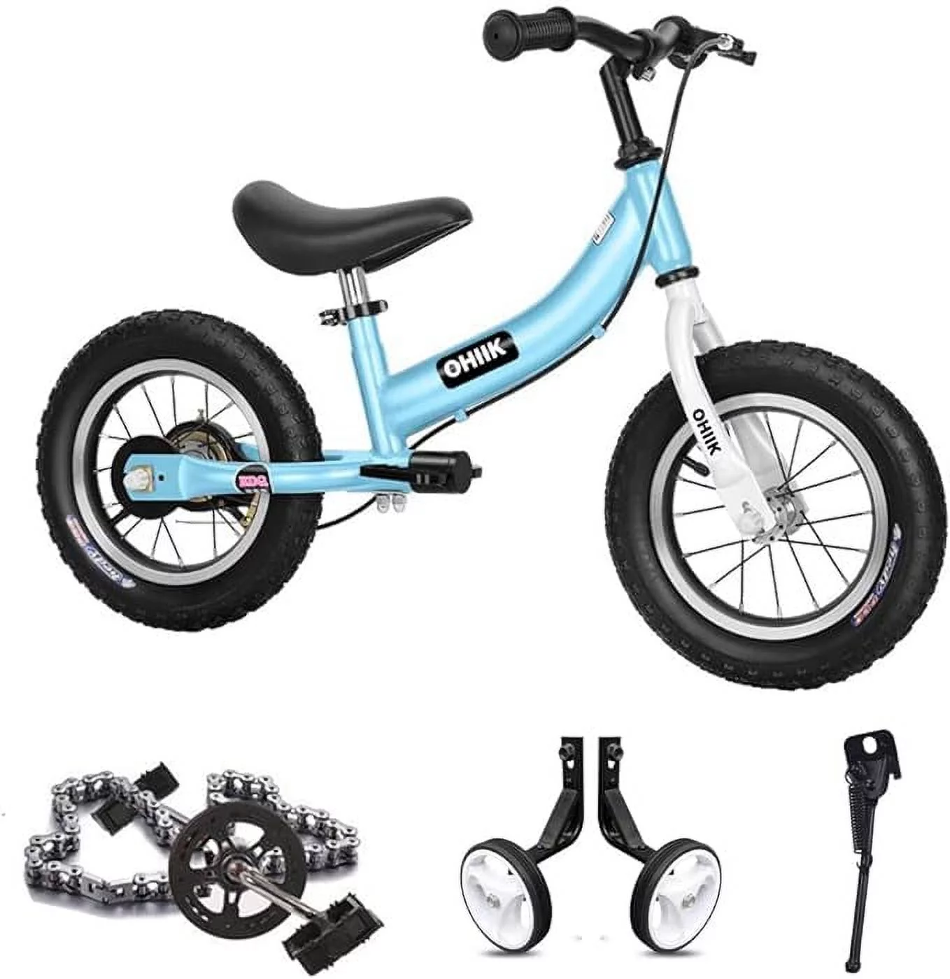 OHIIK Balance Bike 2 in 1 for Kids 2-7 Years Old,Balance to Pedals Bike,12 14 16 inch Kids Bike,with Pedal kit,Training Wheels,Brakes - Womvr