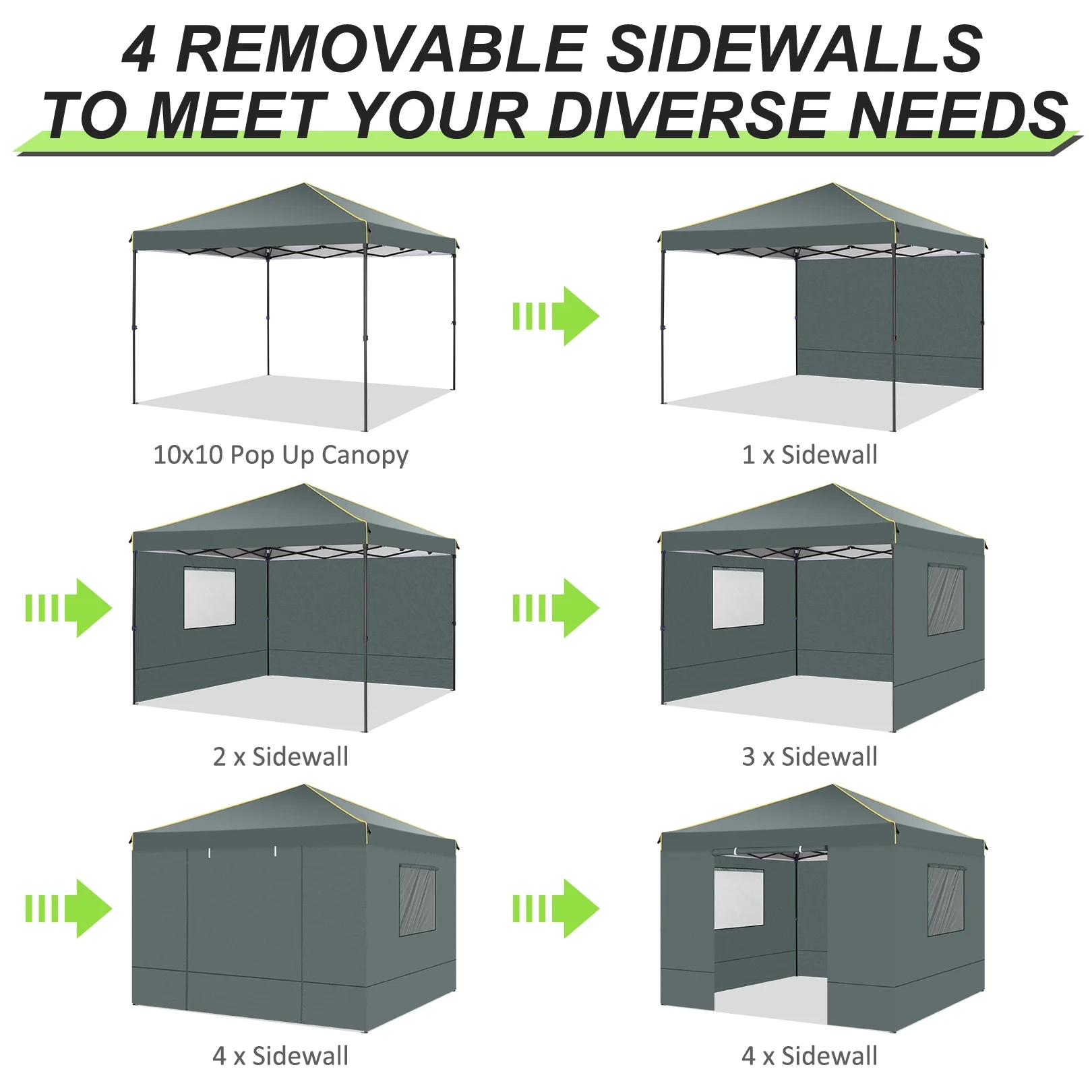 SANOPY 10' x 10' Pop up Canopy, UV and Rain Resistant Canopy Shelter with 4 Removable Sidewalls and Sandbags, Outdoor Canopy with Carry Bag for Grass, Beach and Camping - Womvr