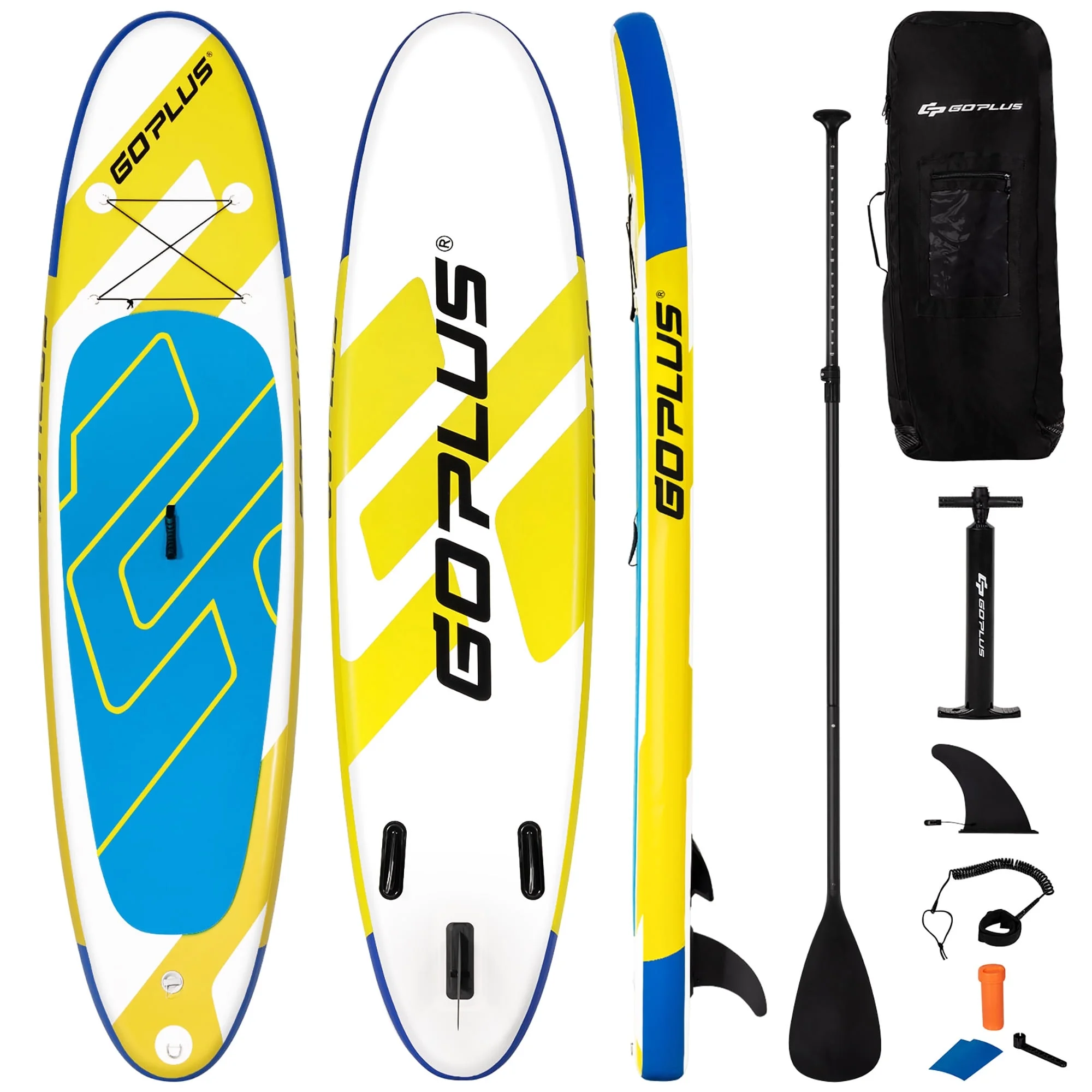 Goplus 11ft Inflatable Stand Up Paddle Board 6'' Thick W/Leash Backpack Aluminum Paddle Yellow - Womvr