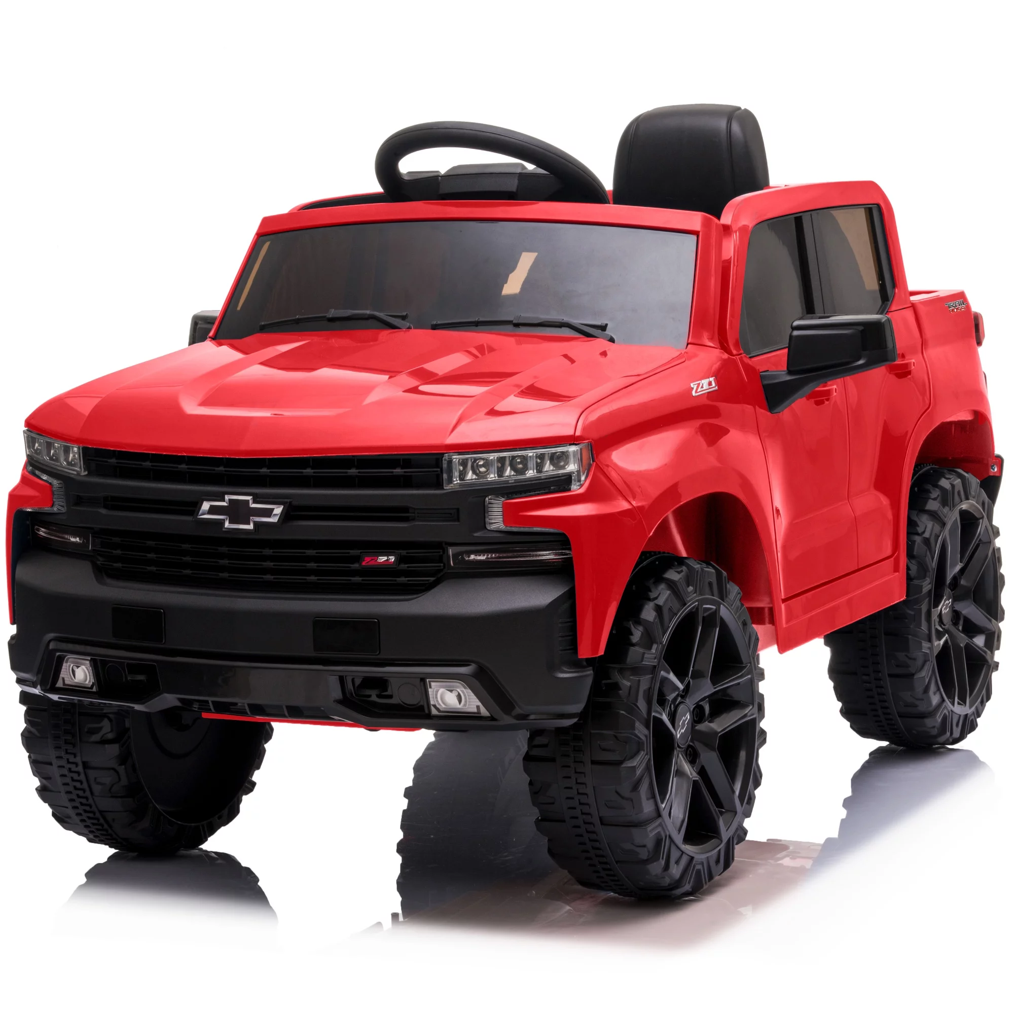 Kidzone 12V Battery Powered Licensed Chevrolet Silverado Truck - Red - Womvr