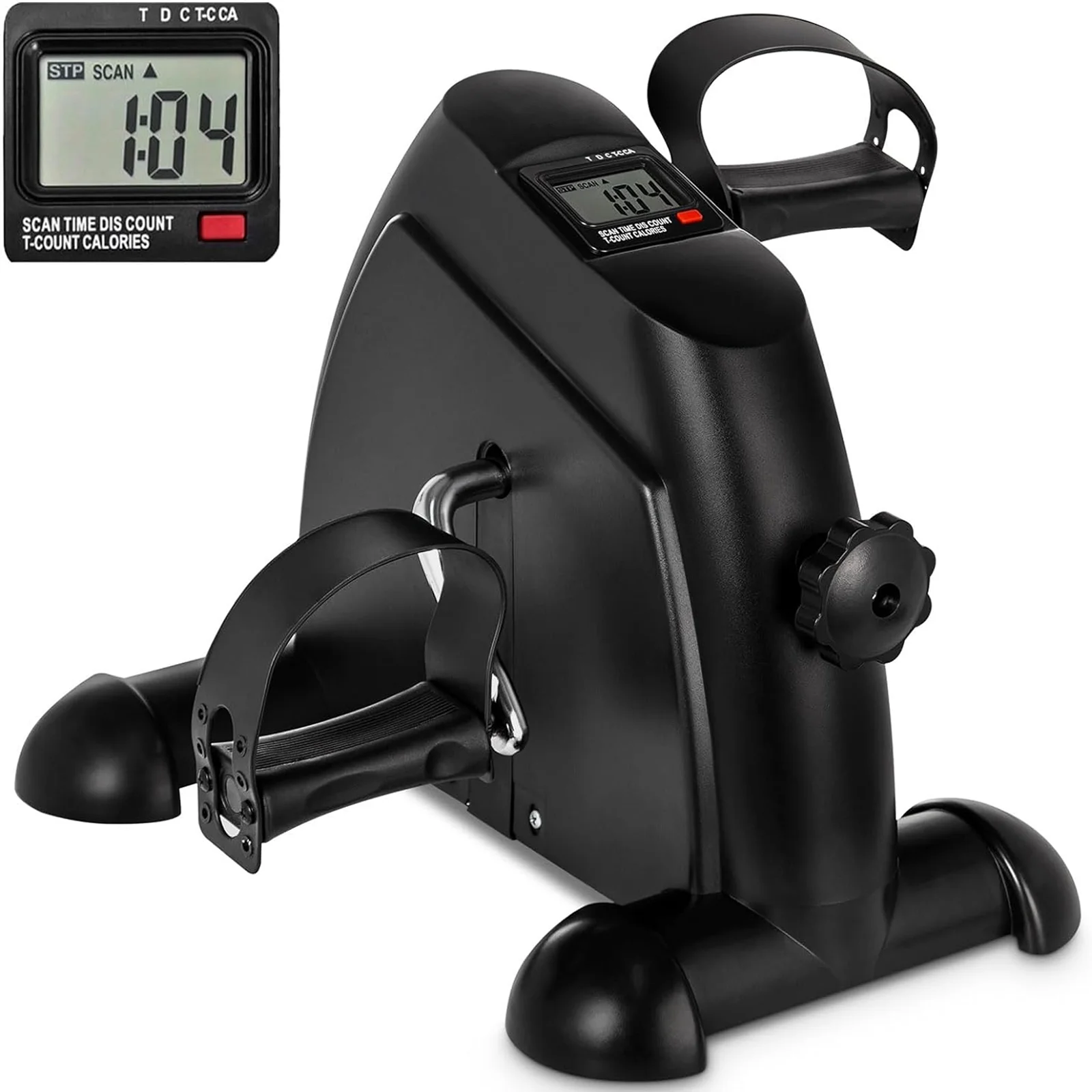 Mini Exercise Bike for Legs and Arm Pedal Stationary, Under Desk Workout Cycle Home Black Exercise Peddle Leg Exerciser with LCD Display for Home Office - Womvr