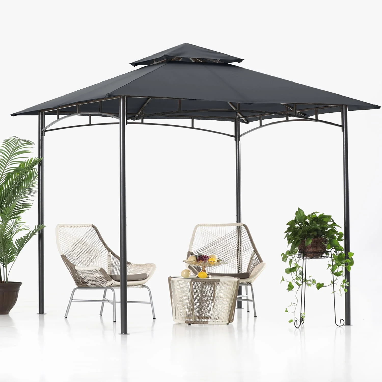 ABCCANOPY 9'x9' Patio Gazebo With Mosquito Netting and Double Soft Roof Canopies for Shade and Rain,Rust Red - Womvr