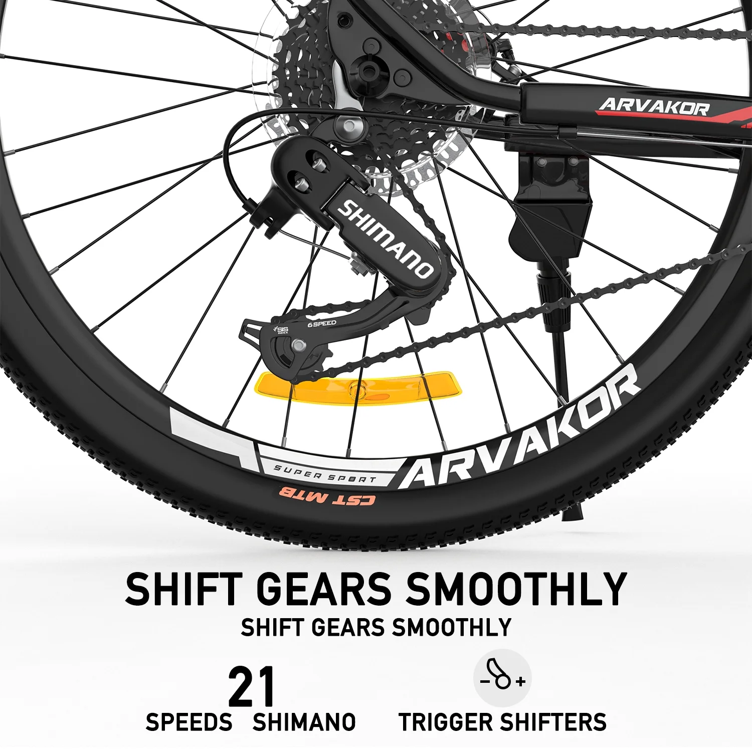 ARVAKOR 26'' Mountain Bike with Daul Disc Brakes, 21 Speed, Aluminium Alloy Frame MTB, Black - Womvr