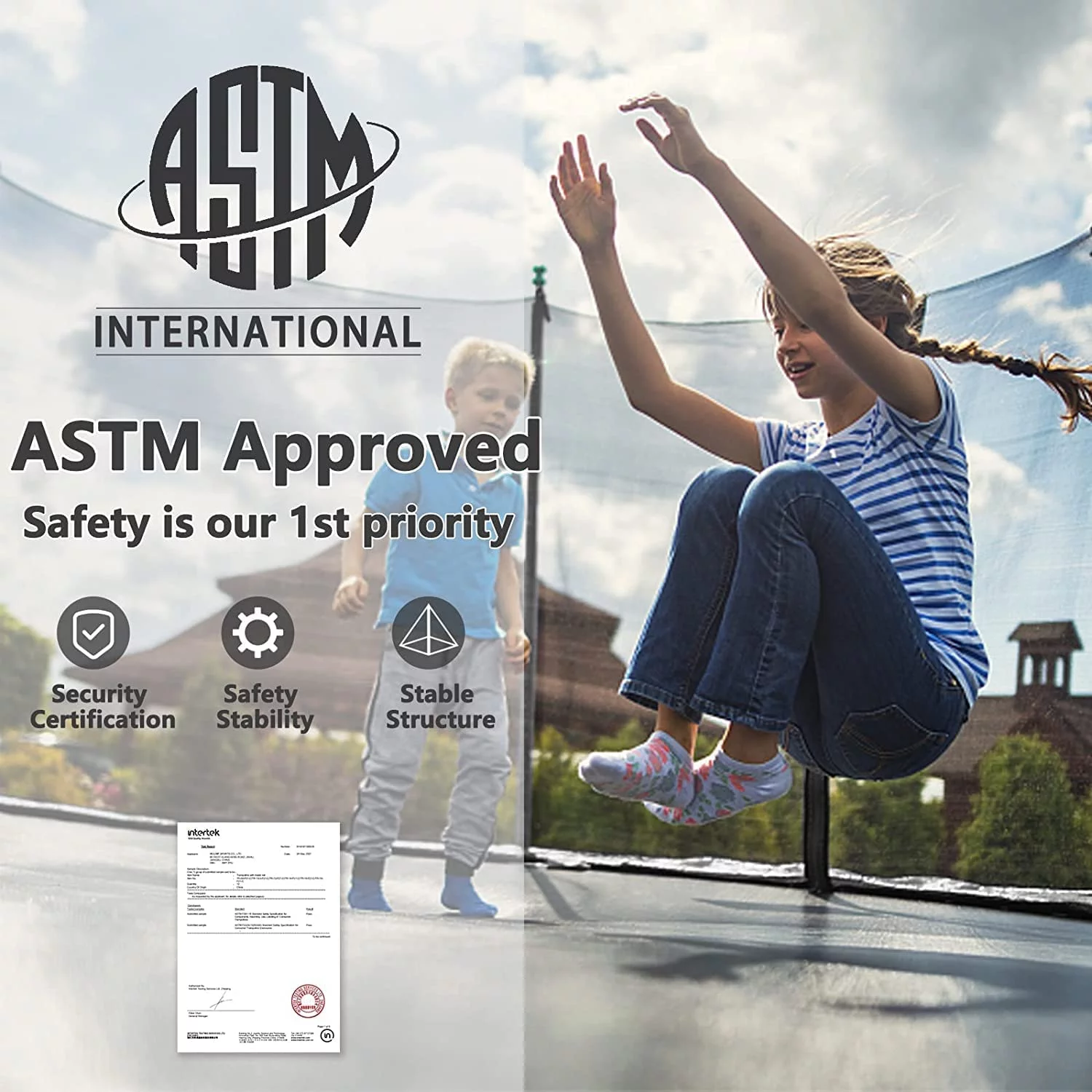 16FT Trampoline for 8-9 Kids Adults with Basketball Hoop, Ladder, Light, Sprinkler, Socks,Outdoor Heavy Duty Recreational Trampoline - Womvr