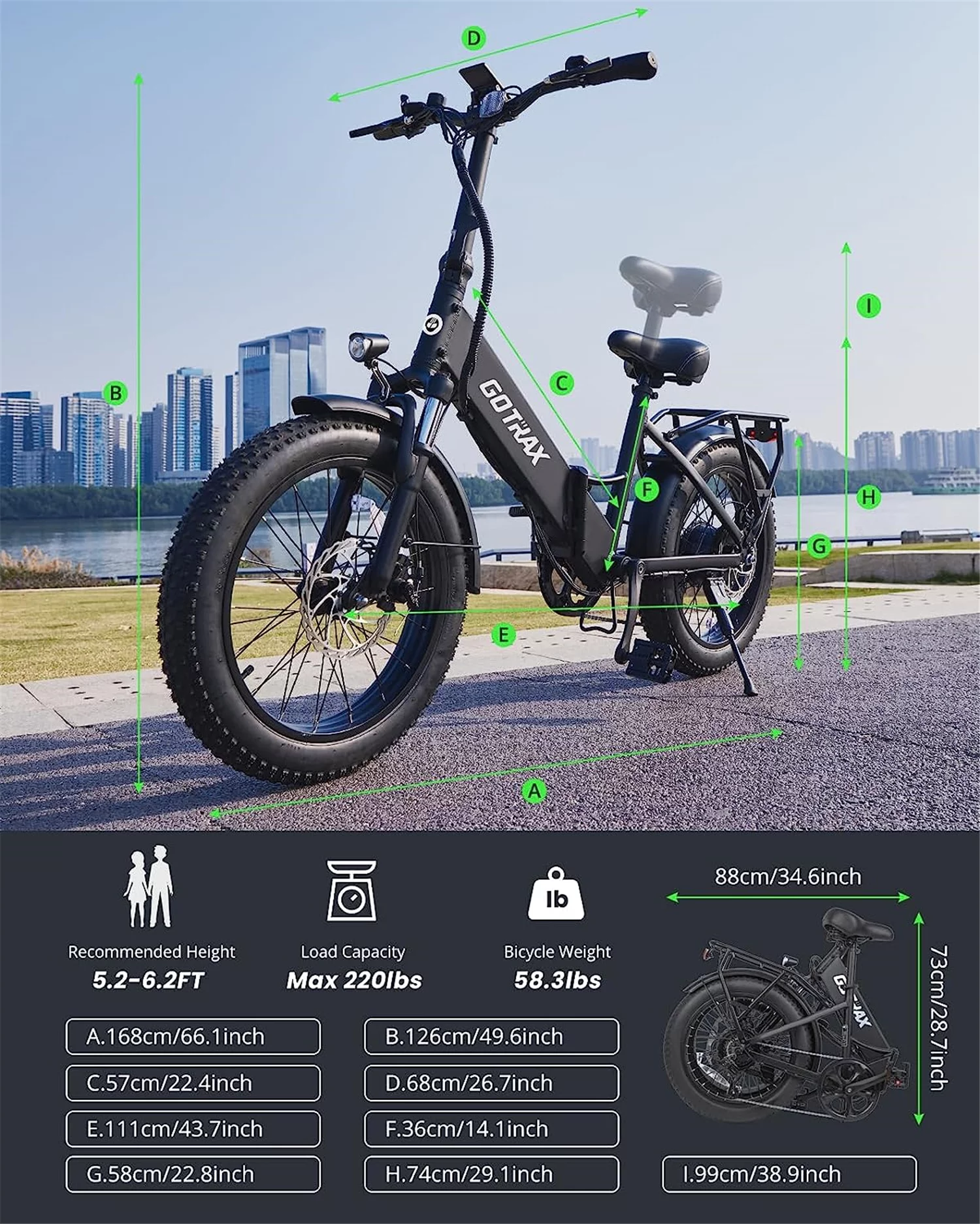 F2 Electric Bike for Adults, 500W/48V/20mph/20