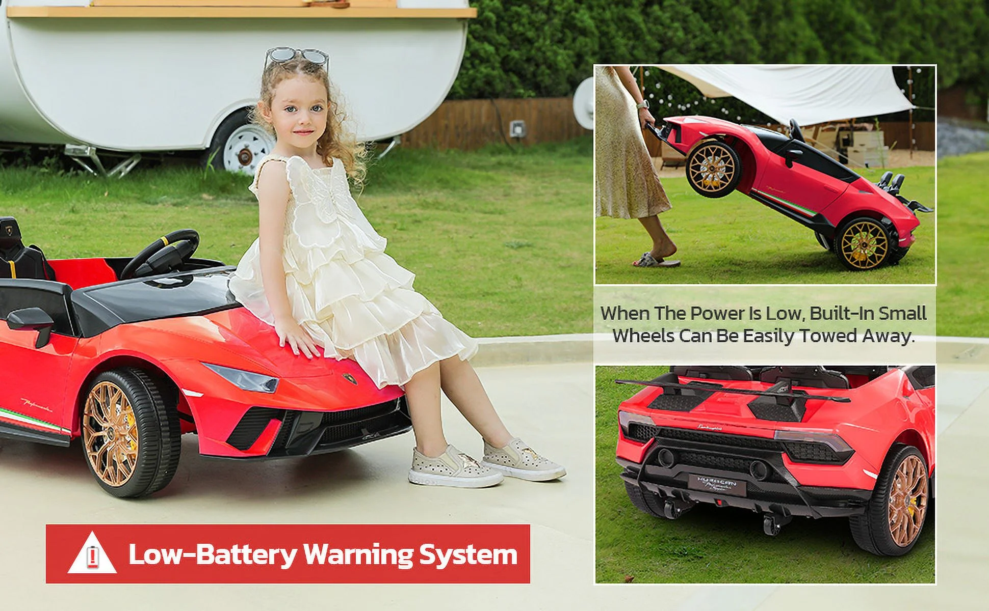 Lamborghini Huracan Ride on Car Real 2 Seater, Powered Electric Vehicle with Parent Remote, Maximum 4.0mph Ride on Toys for 3-8 Years Kids,Pink - Womvr