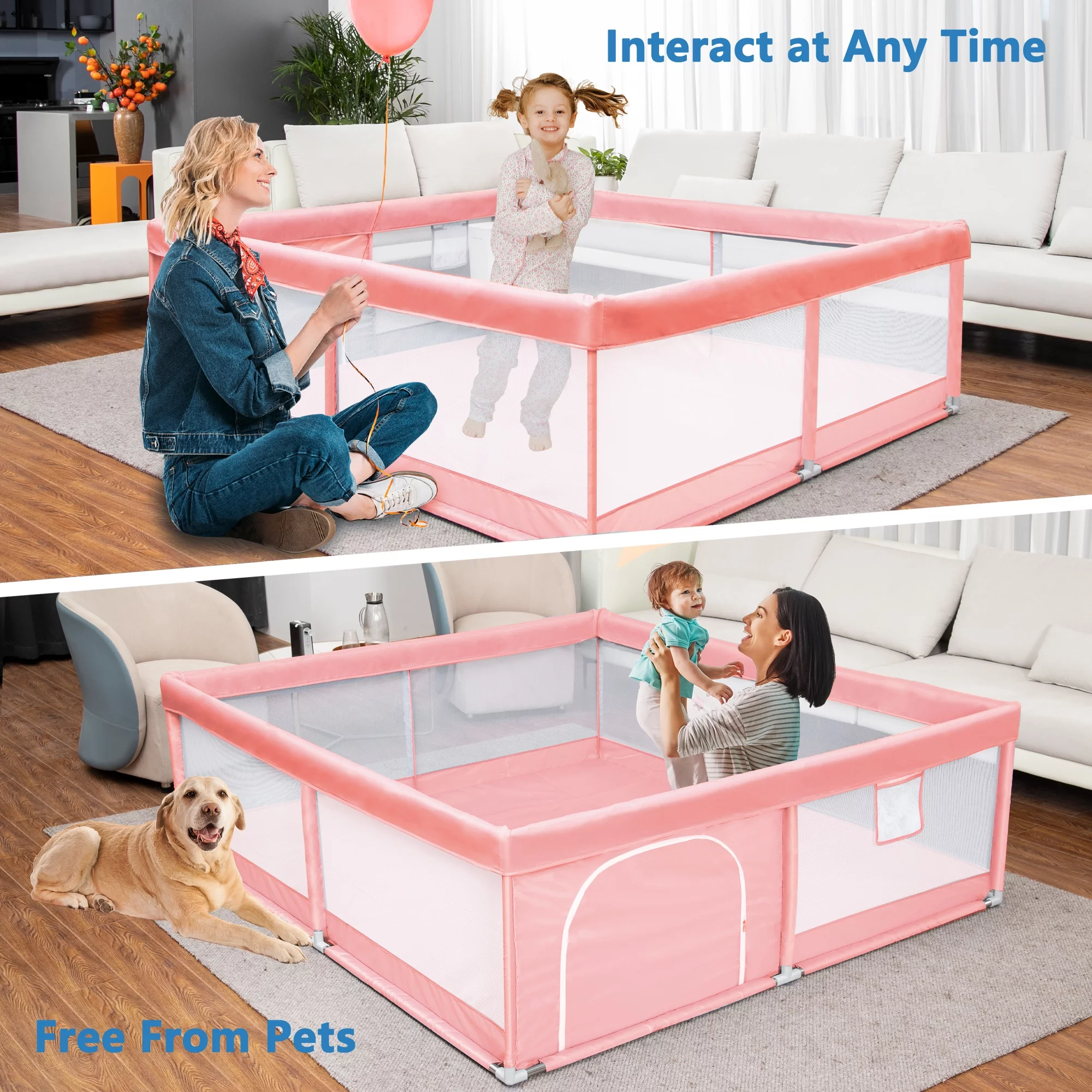 TEAYINGDE Baby Playpen Large Play Yard Fence for Toddlers,47