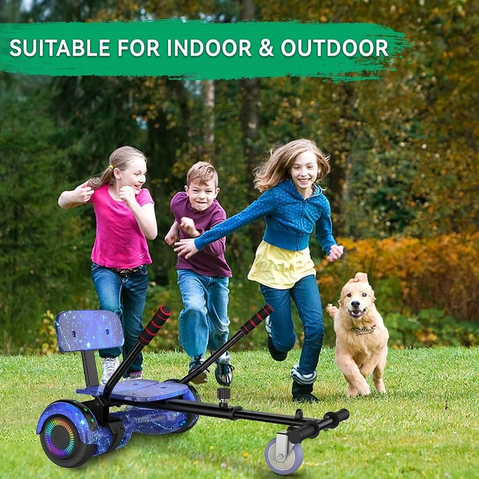 SISIGAD Hoverboard with Seat, 6.5 inch Hoverboard Go Kart Combo with Bluetooth Speaker & LED Lights for Kids Adults - Womvr