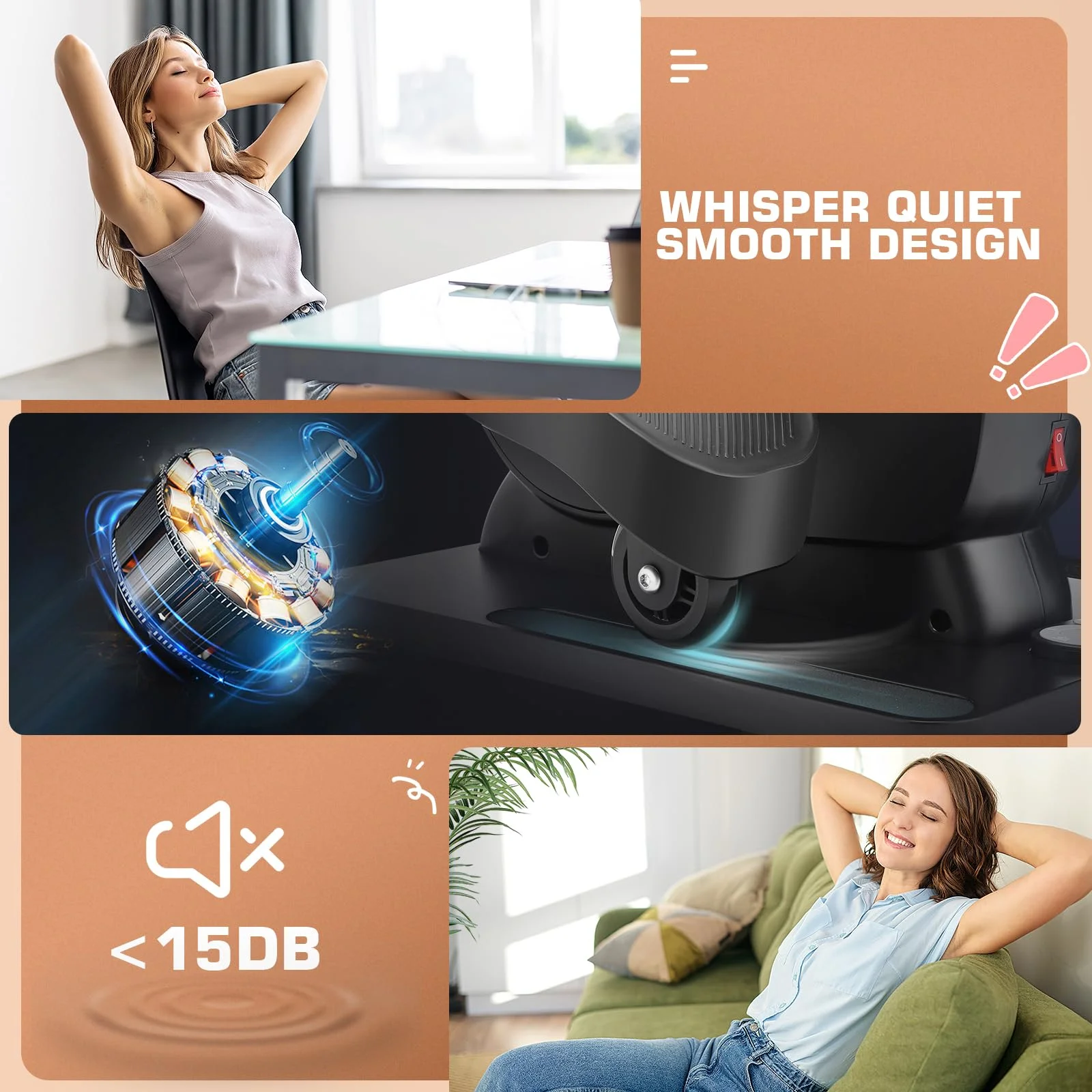 FUNMILY Under Desk Elliptical, 2 in 1 Seated Leg Exerciser for Seniors and Adults, Mini Elliptical with Display and Remote Control for Home Office Use - Womvr