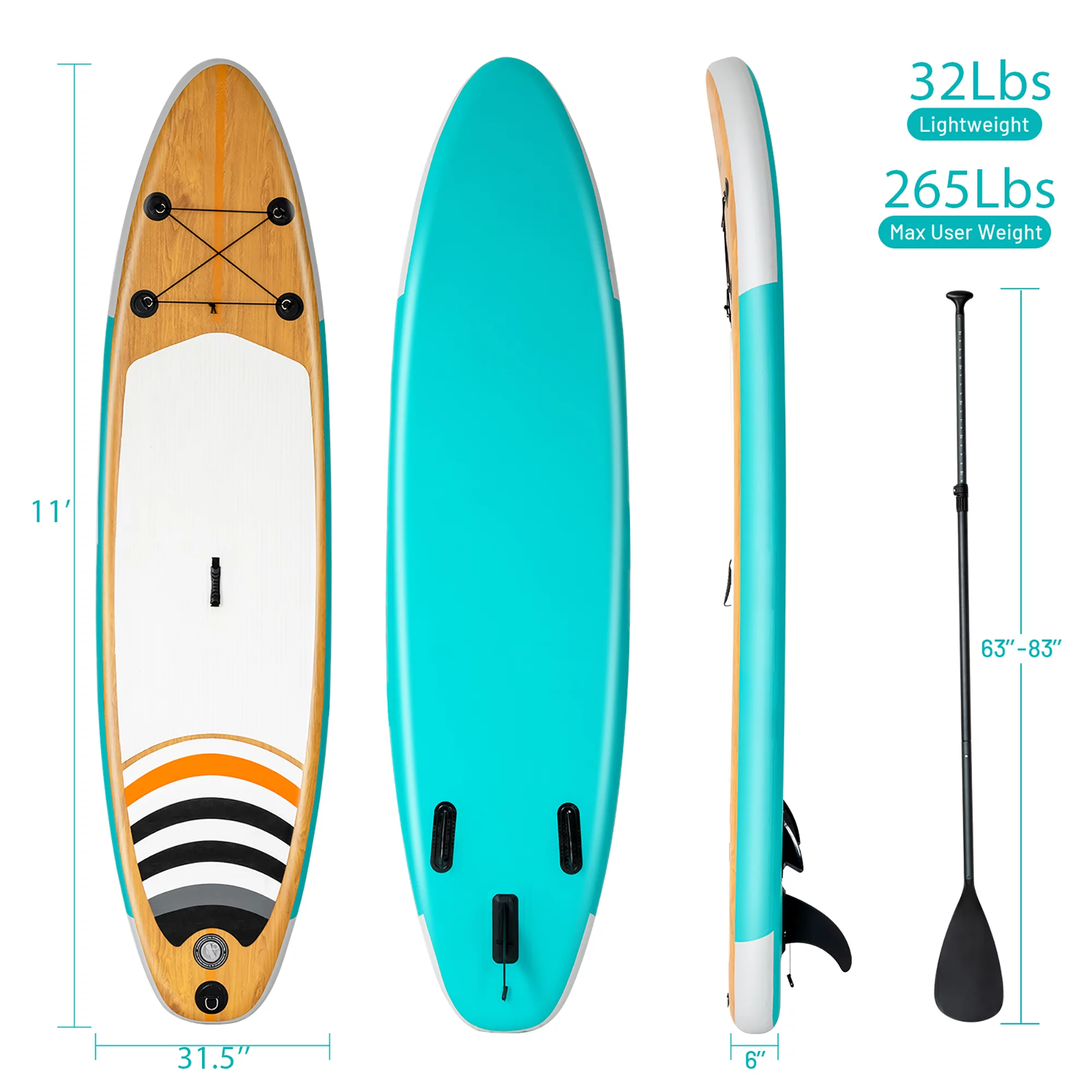 Goplus 11' Inflatable Stand Up Paddle Surfboard W/Bag Aluminum Paddle Pump - Womvr