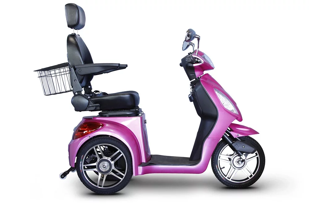 EWheels 3 Wheeled Wide Body Mobility Scooter w/ Anti Theft Alarm, Red - Womvr