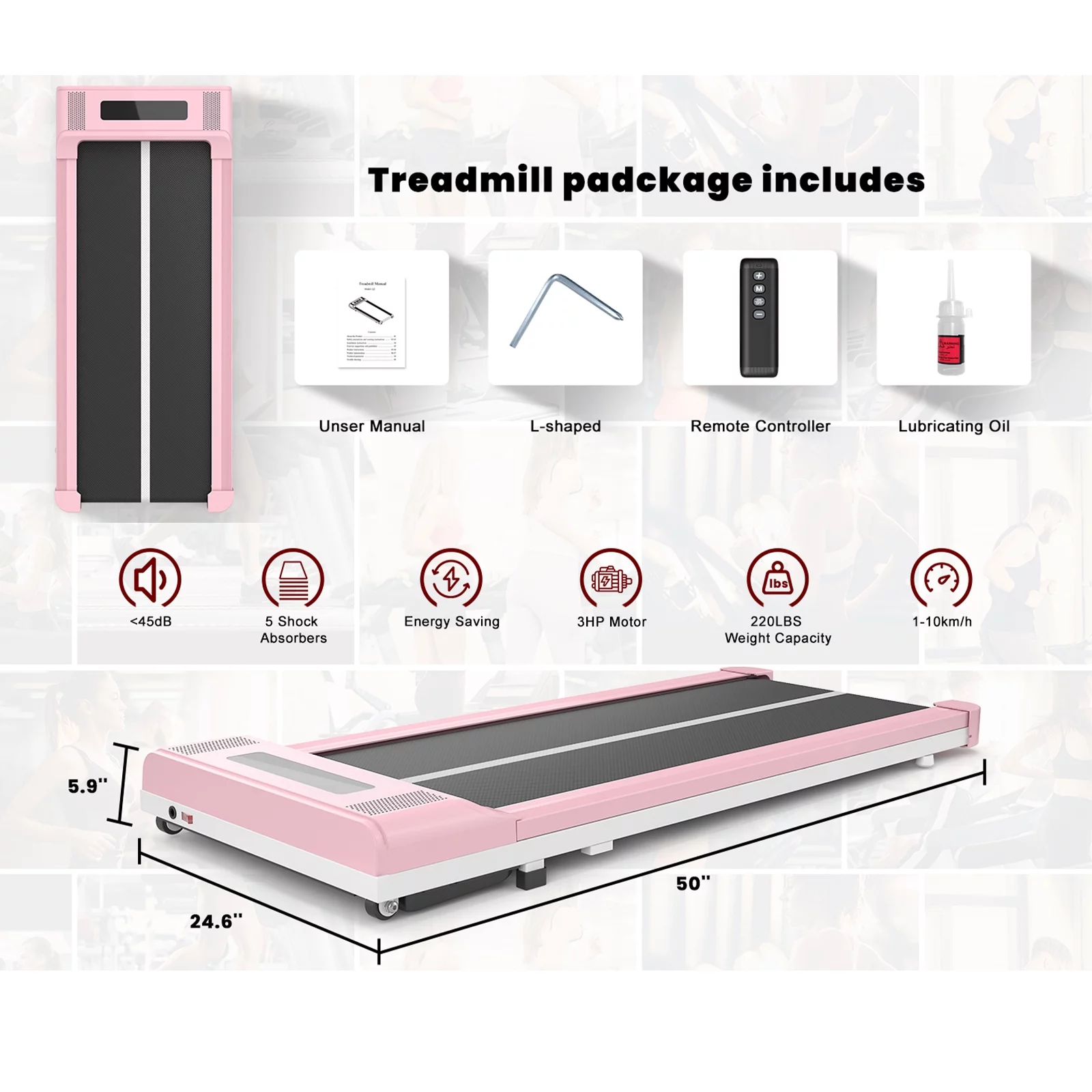 Home Fitness Code Foldable Treadmill with Bluetooth Speaker, 3HP Under Desk Treadmills for Home - Womvr