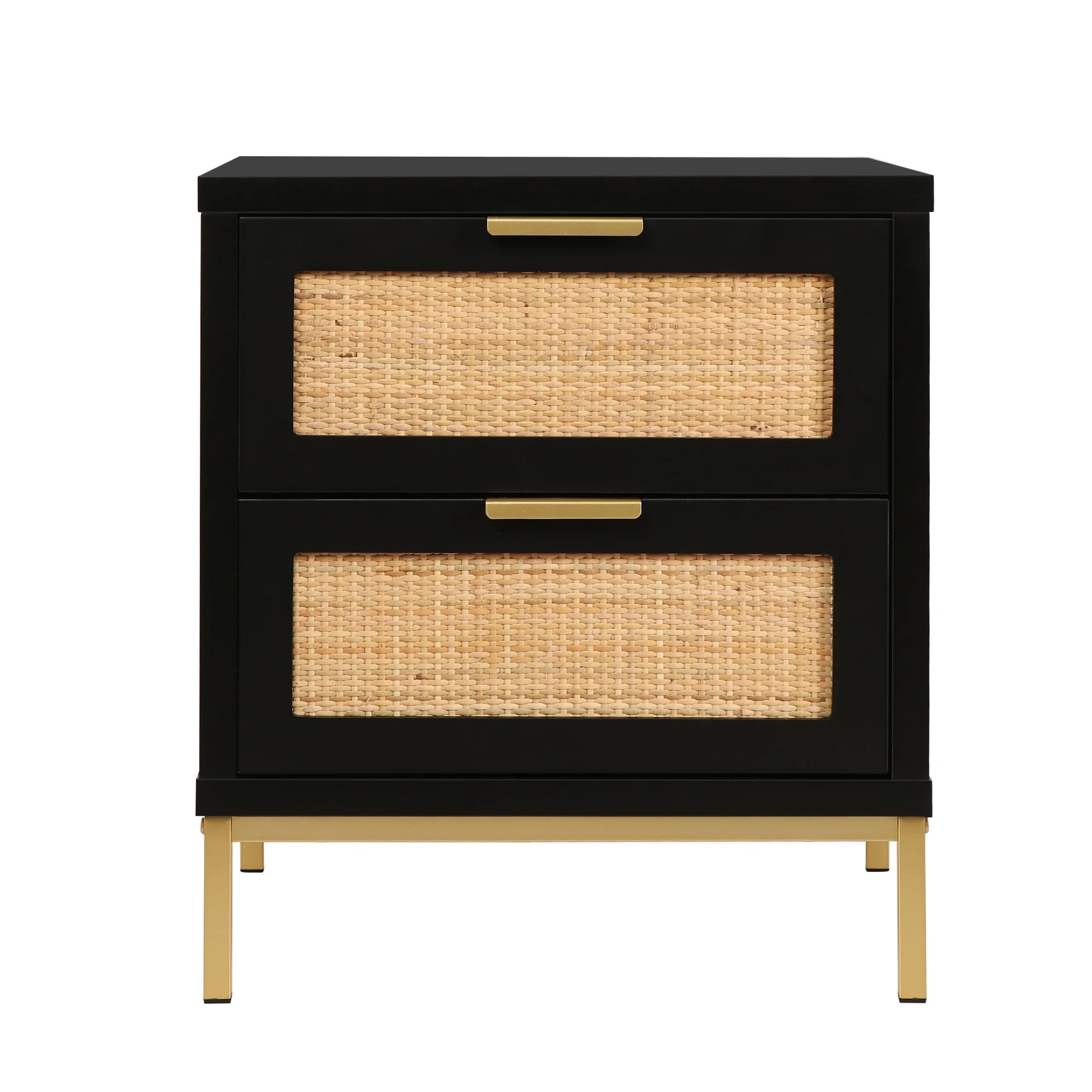 Eumyviv Modern Farmhouse Nightstands with 2 Rattan Drawer,Wood Bedside Table Storage Cabinet for Bedroom, Living Room,Natural Oak H0021 - Womvr