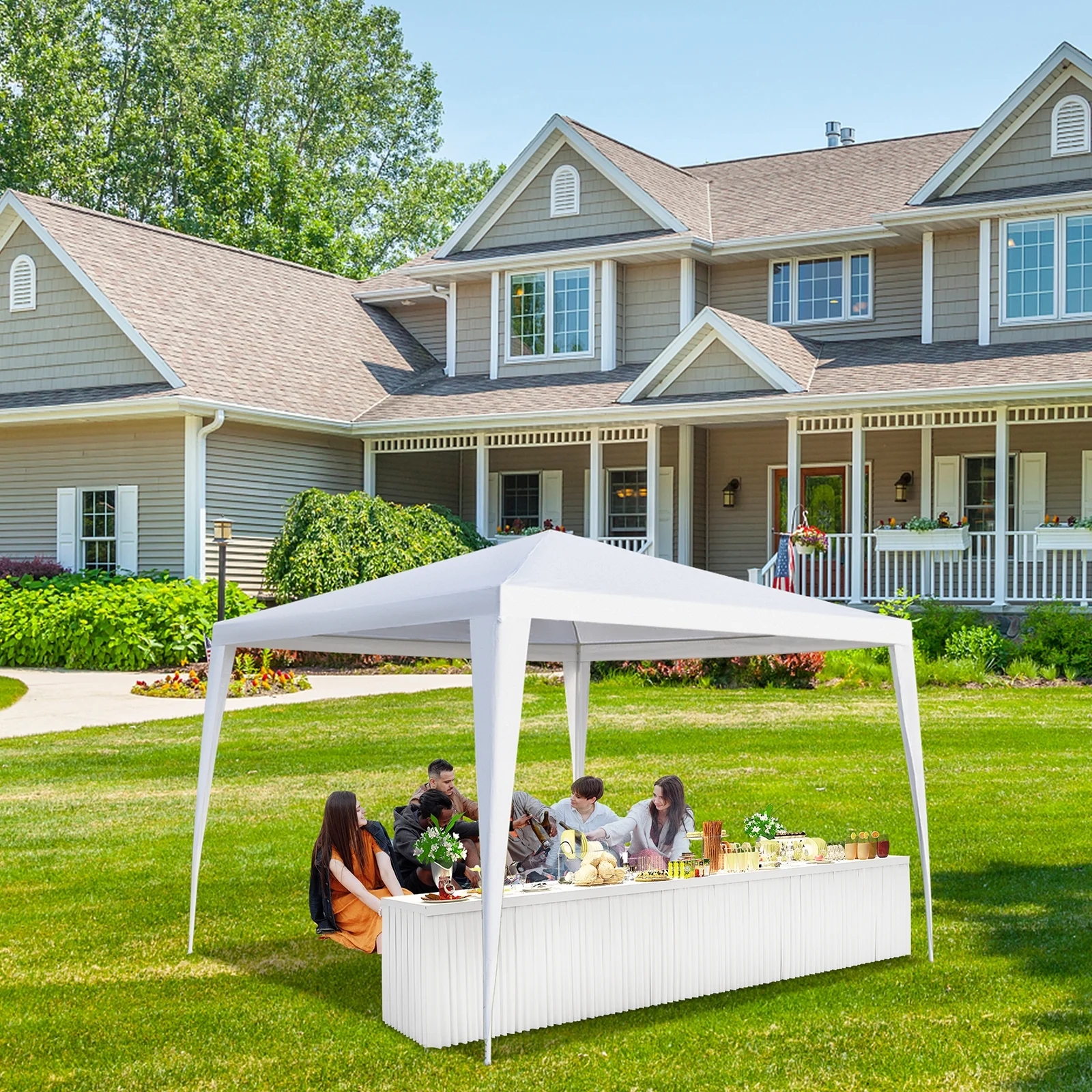 UBesGoo 10' x 10' Canopy Waterproof Party Tent Practical Outdoor Tent for Parties White - Womvr