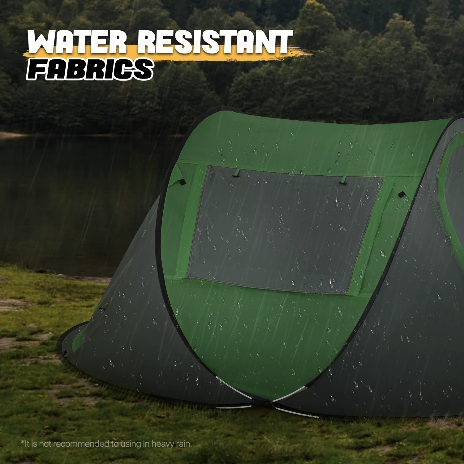 MoNiBloom Tent 3 Person Outdoor Pop Up, Family Travel Weatherproof Tent, 2 Doors and Side Windows with Carry Bag, Yellow - Womvr