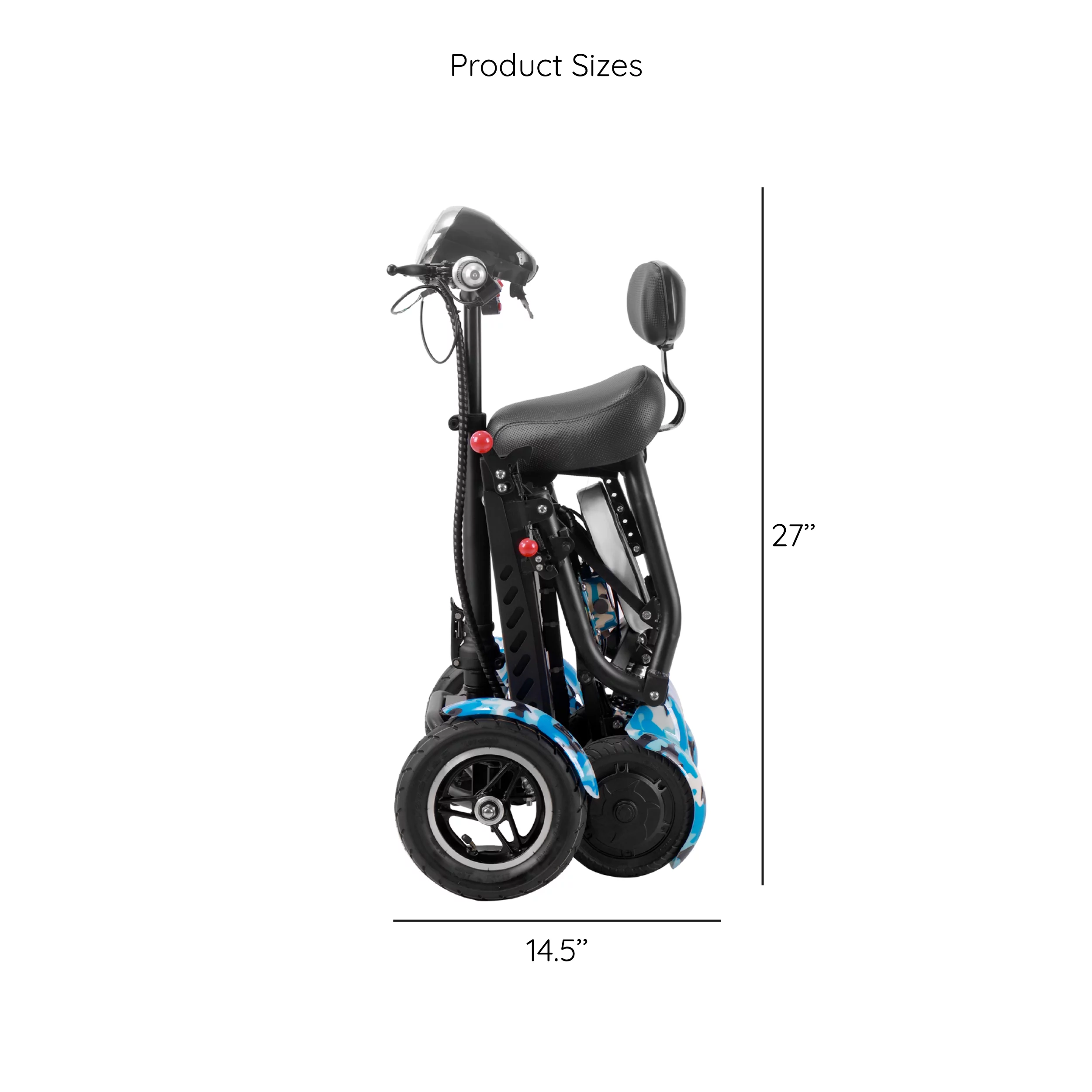 Smart Lightweight Electric Power Scooter, 4 Wheels Foldable Double Seats - Womvr