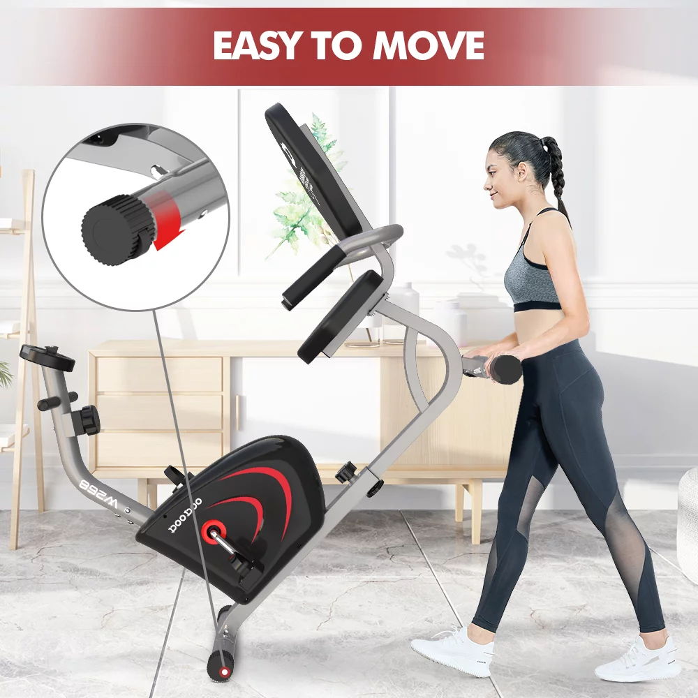 Cycool Workout Home Cycling Magnetic Recumbent Exercise Bike Fitness Cardio Elliptical Indoor Cycling Bike 330lbs Blue - Womvr