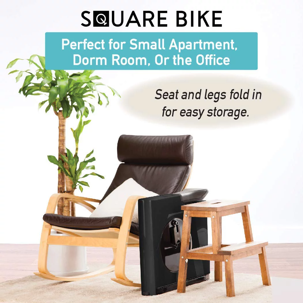 Square Bike Exercise Trainer for Home or Office - Compact Space Saving Bicycle by Daiwa Felicity - Womvr