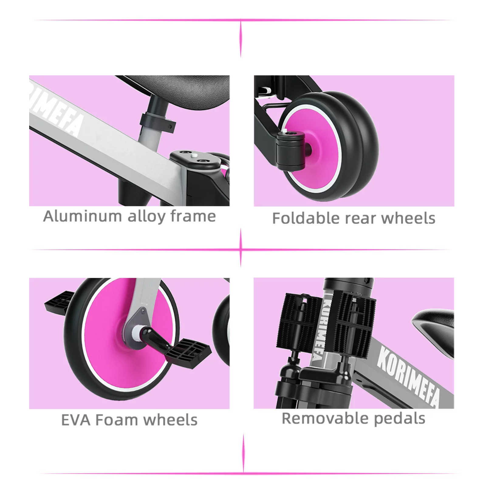 KORIMEFA Toddler Bike with Push Handle, Toddler Tricycle for Age 1 to 3 Years Old Boy Girl, Baby Bike Balance Bike - Womvr