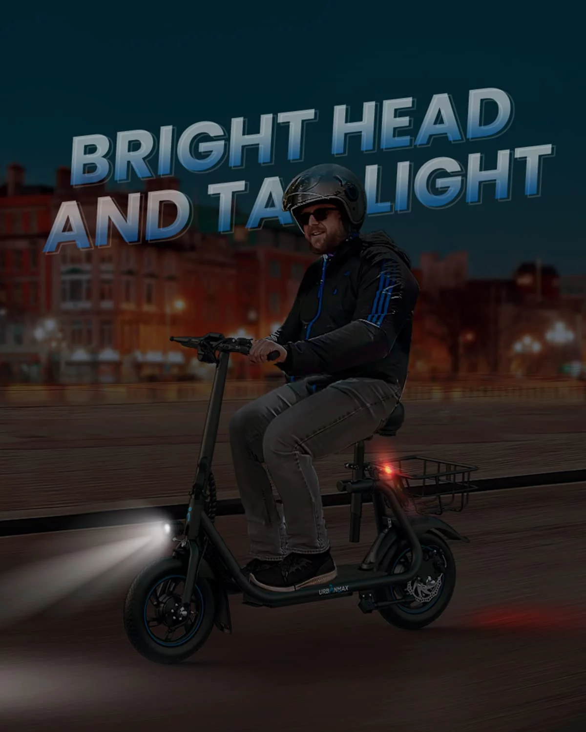 URBANMAX C1 Electric Scooter with Seat, 450W Powerful Motor up to 22 Miles Range, Folding Electric Scooter for Adult Max Speed 15.5Mph, Electric Scooter-Blackfor Commuting with Basket - Womvr