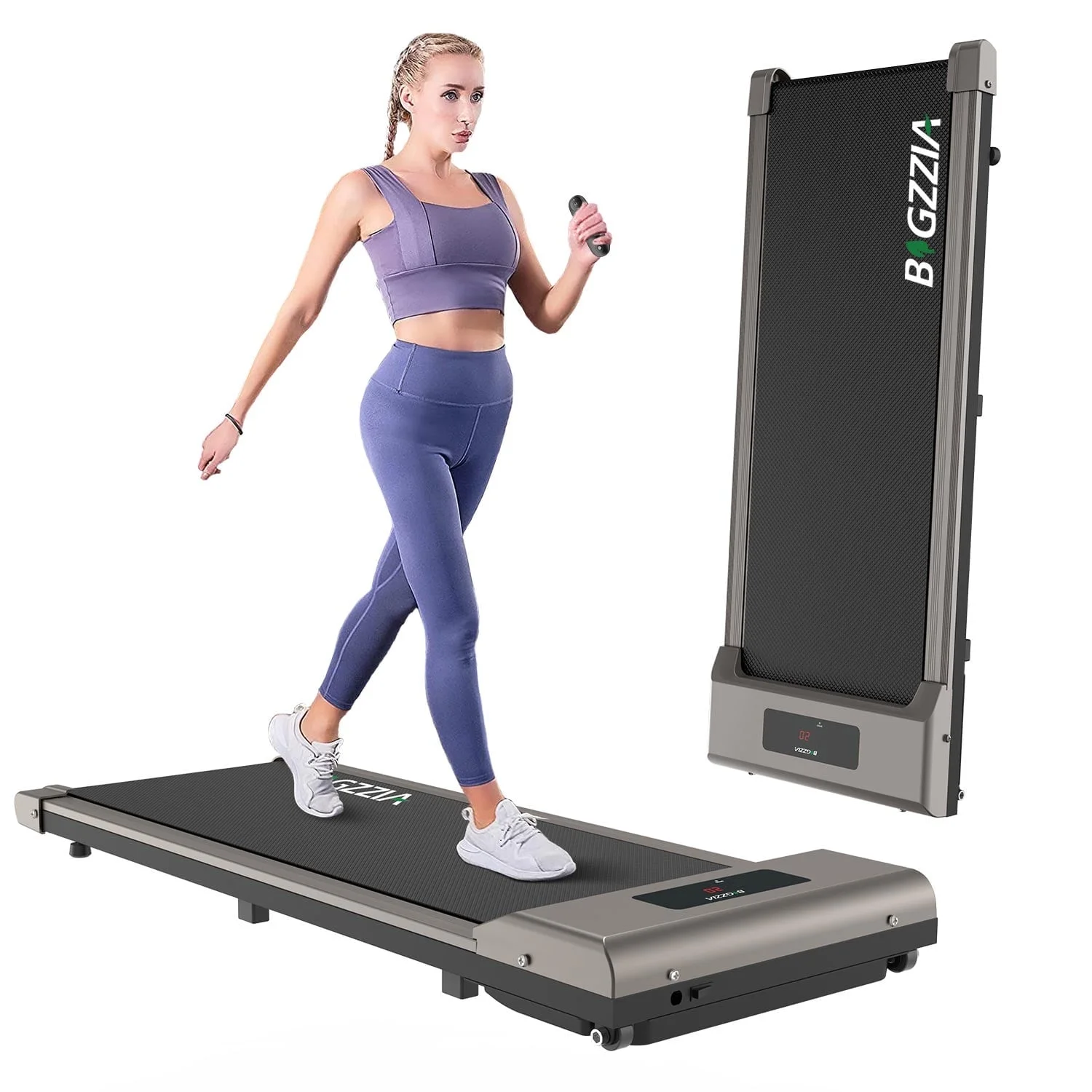 Bigzzia Walking Pad, 2 in 1 Under Desk Treadmill with Remote Control and LCD Display, Compact Treadmill for Home & Office, Silver - Womvr