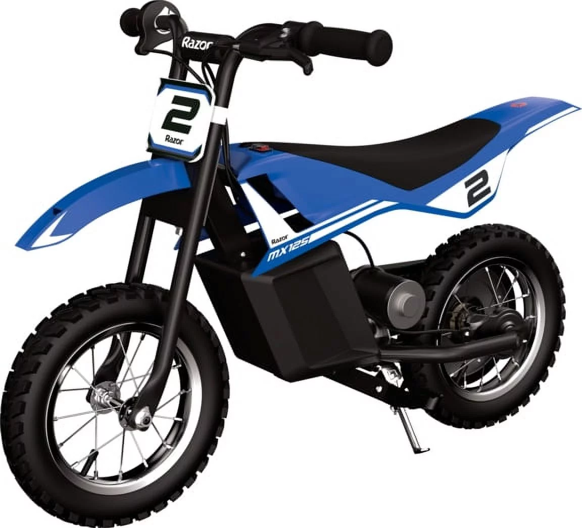 Razor Miniature Dirt Rocket MX125 Electric-Powered Dirt Bike - Black with Decal Included, Recommended For Kids 7+ Between 40 and 80 lbs - Womvr