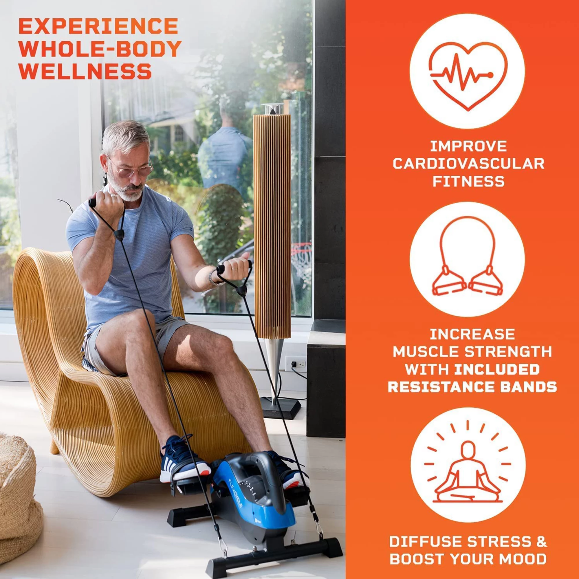 Lifepro FlexCycle Stationary Bike Pedal Exerciser Under Desk Workout Equipment, Blue - Womvr