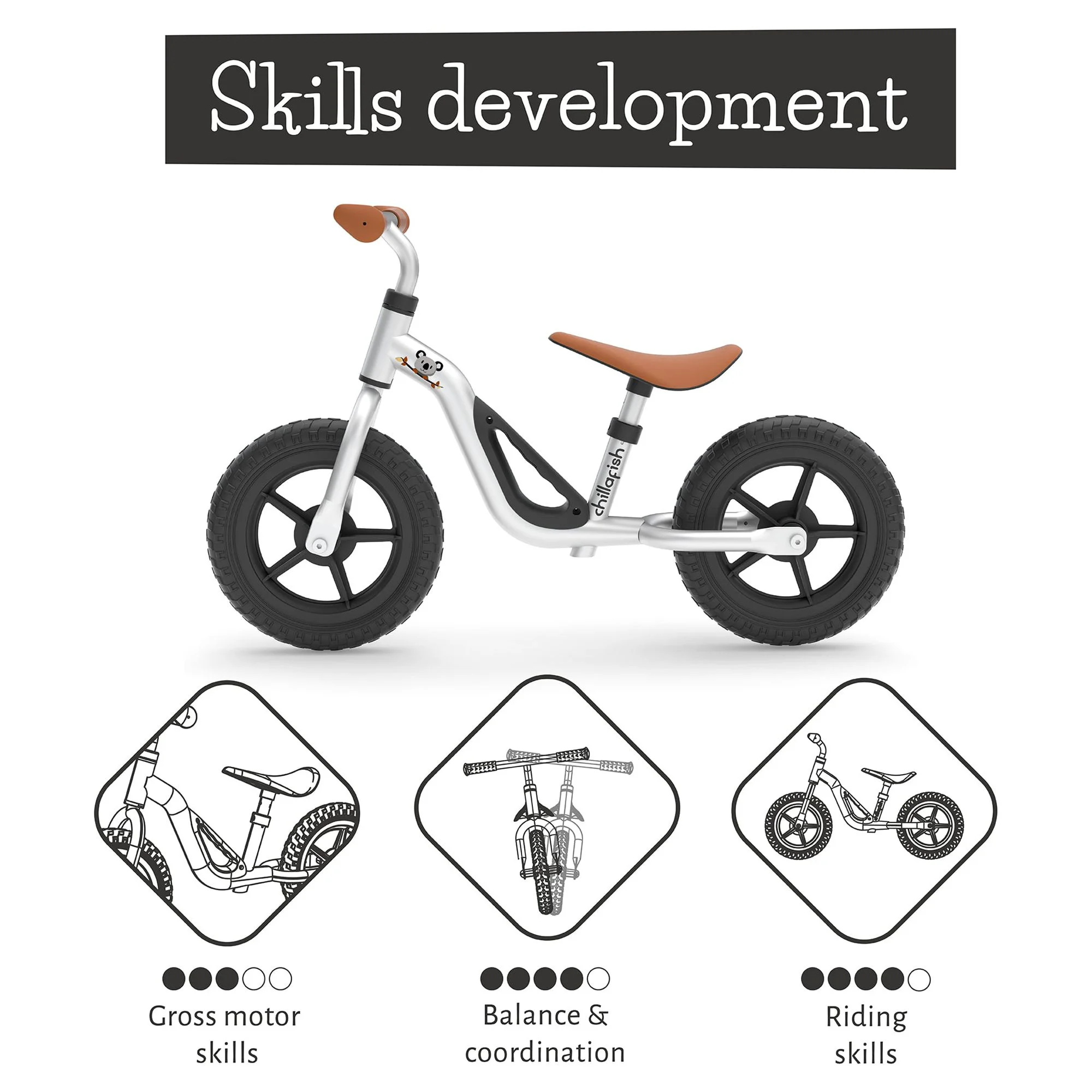 Chillafish Charlie lightweight toddler balance bike with carry handle, adjustable seat and handlebar, puncture-proof 10-inch wheels, for kids 18-48 months, Red - Womvr