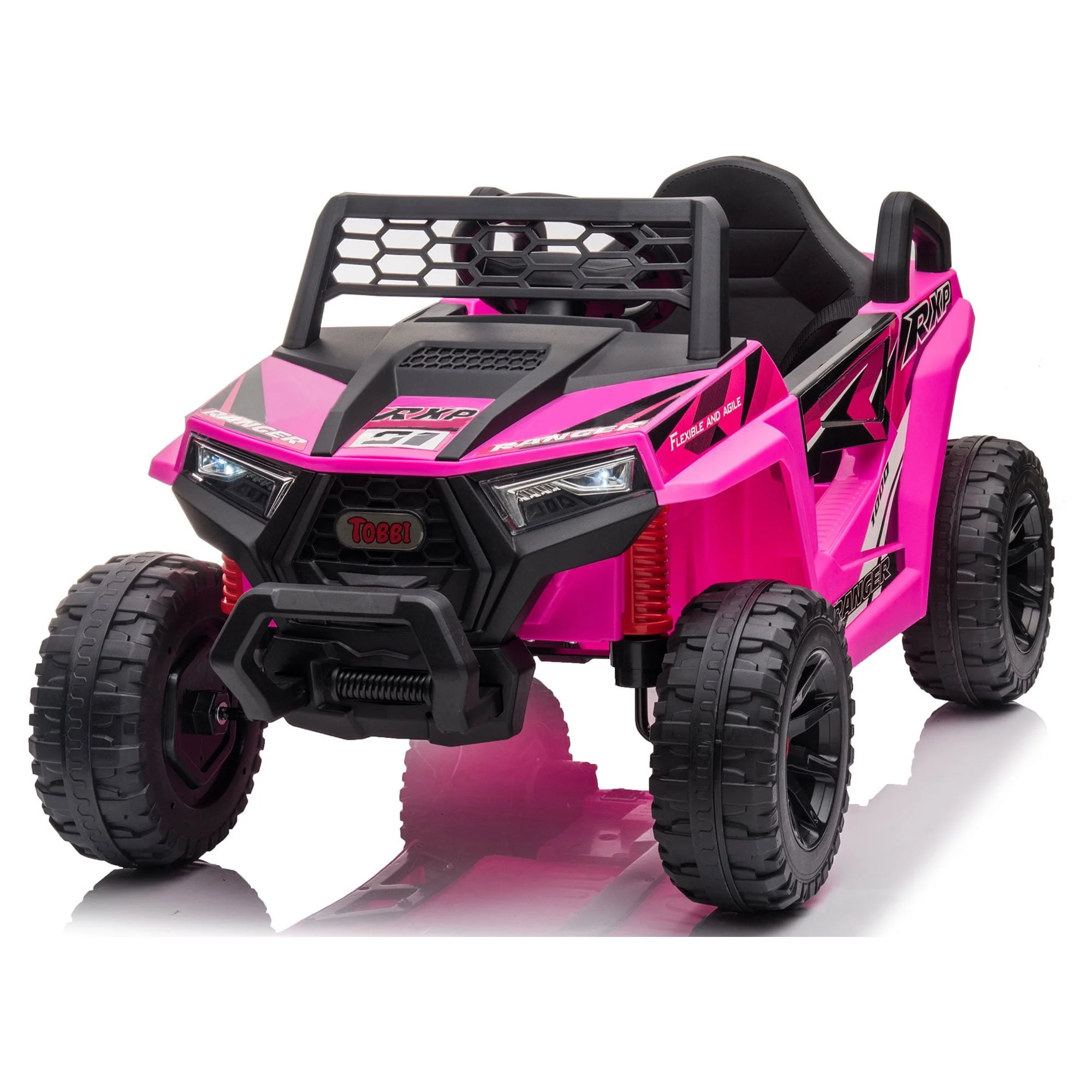 TOBBI 12V Kids Electric off-Road UTV Truck Car Battery Powered Ride on Toys for Girls with LED Headlights, Music, Horn - Womvr