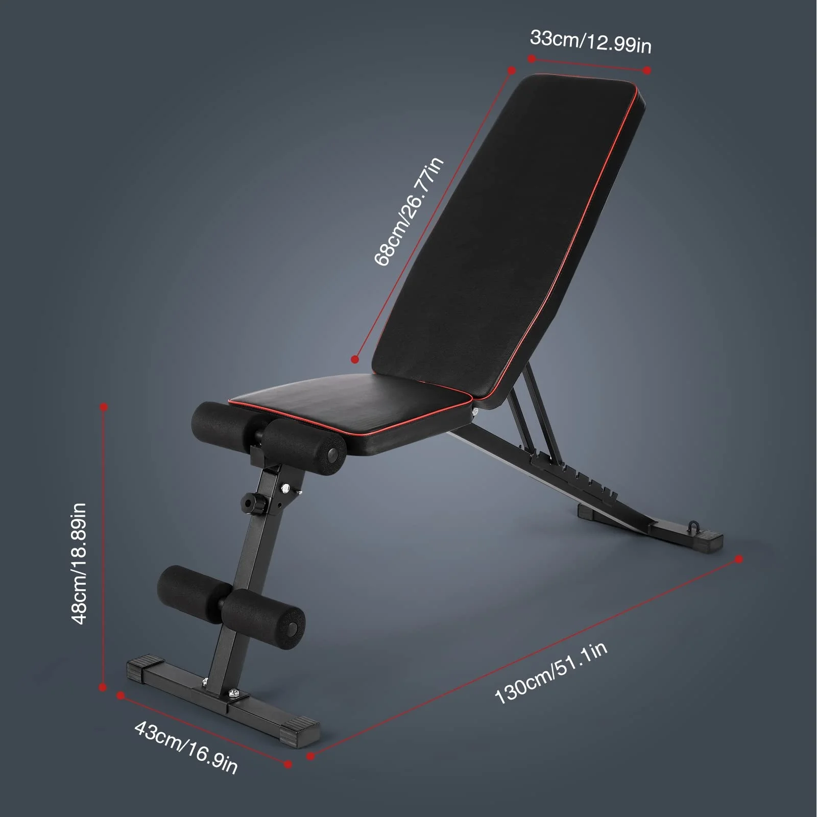 RichYa Adjustable Weight Bench with Resistance Bands, Incline Decline Press Bench, Foldable Exercise Training Bench for Home Gym - Womvr