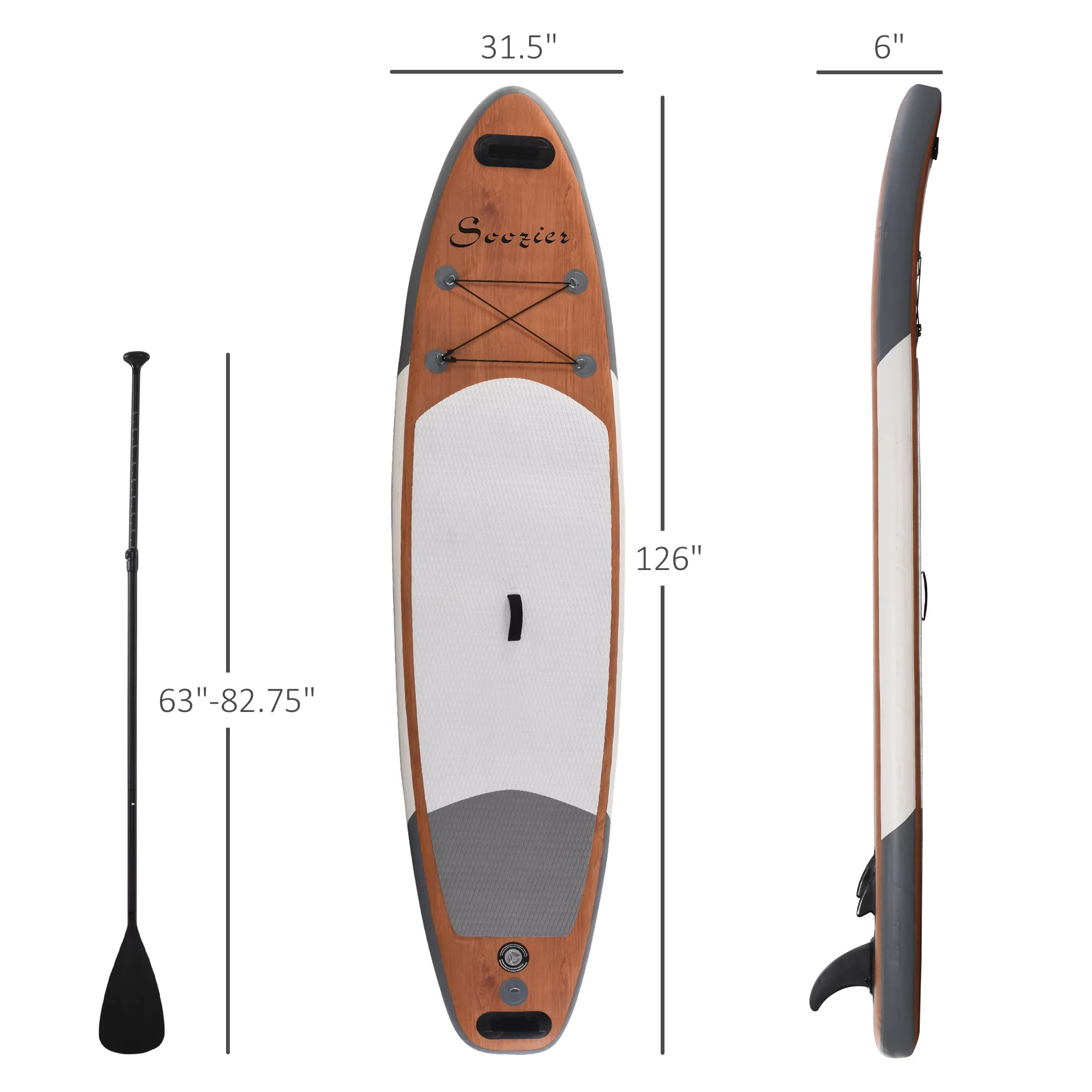 Soozier Inflatable Stand Up Paddle Board Ultra-Light Yoga SUP with Non-Slip Deck Pad, Premium Accessories, Waterproof Bag, Safety Leash and Hand Pump for Surfing, Touring and Fishing, Blue - Womvr